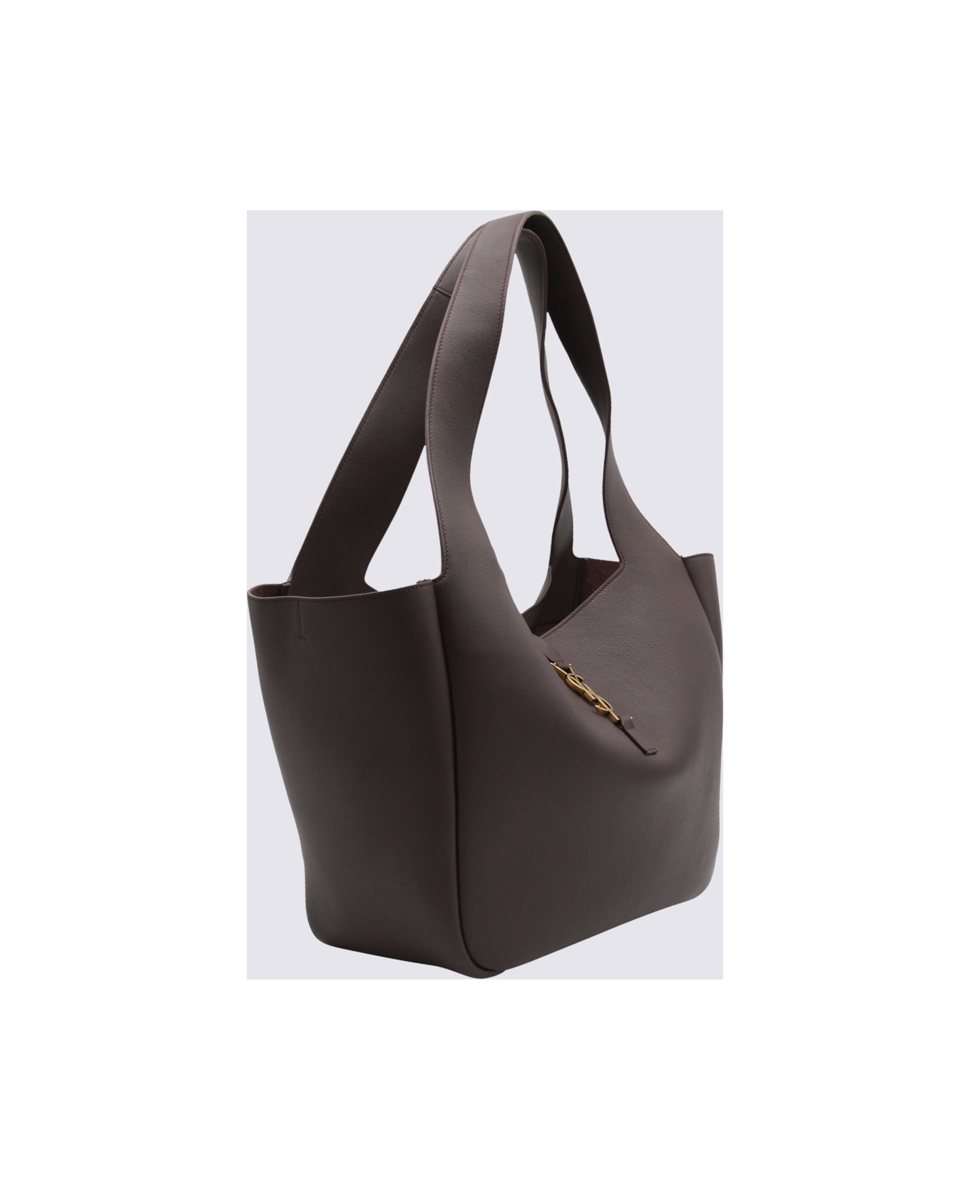 Saint Laurent Brown Leather Le 5 A 7 Shoulder Bag - DARK CURRANT