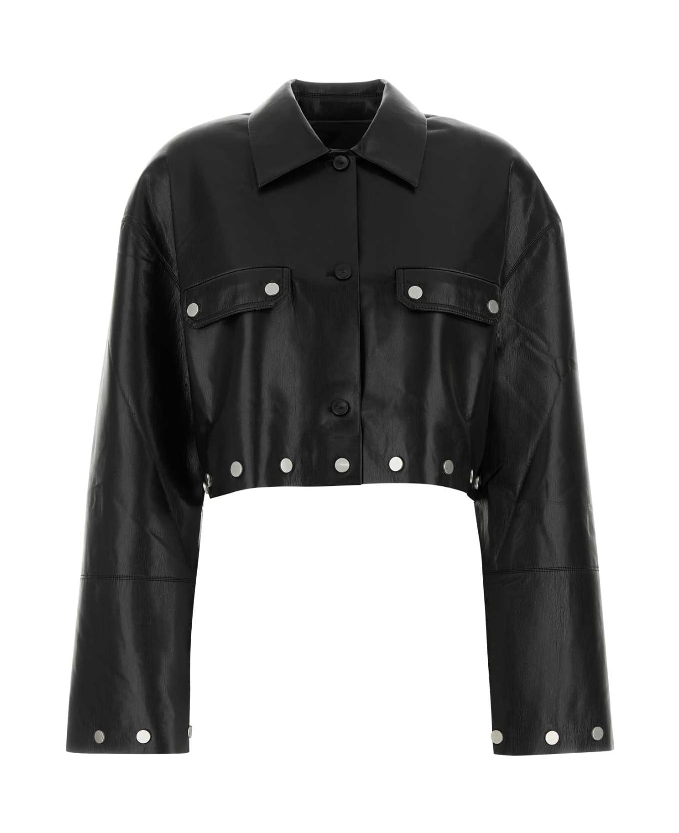 Nanushka Black Synthetic Leather Kassie Shirt - BLACK