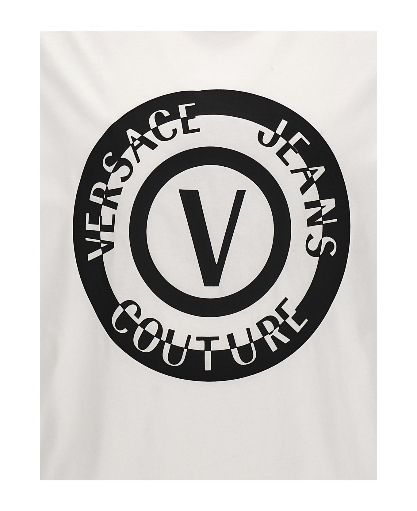 Versace Jeans Couture Logo Printed Crewneck T-shirt - White/Black