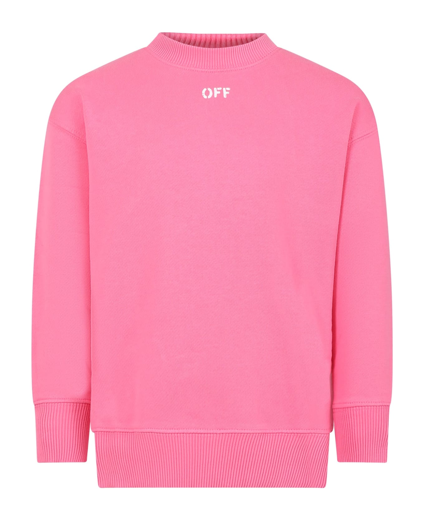 Off-White Fuchsia Sweatshirt For Girl With Logo - Fuchsia ニットウェア＆スウェットシャツ