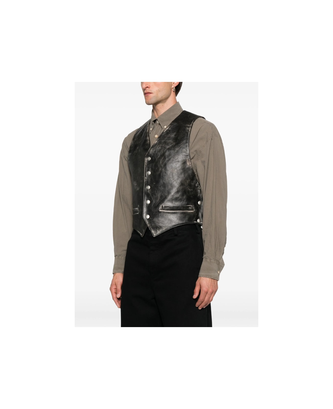 Ann Demeulemeester Leather Outerwear - BLACK