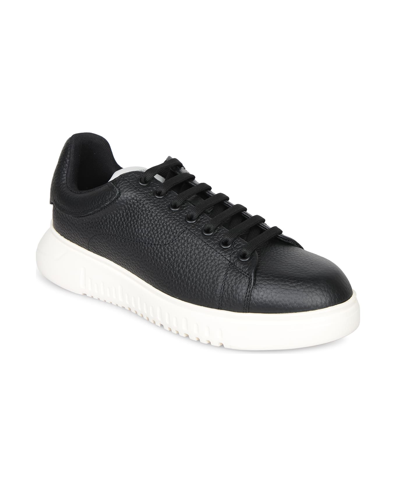 Emporio Armani Icon Grain Black Sneakers - Black