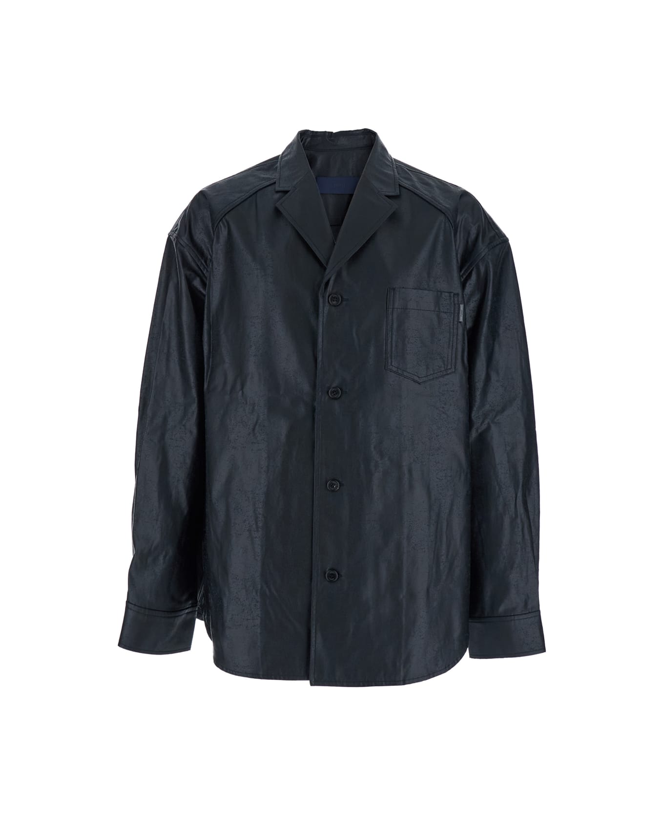 Juun.J Dark Blue Shirt With Classic Collar And Chest Pocket In Cotton Man - Blu