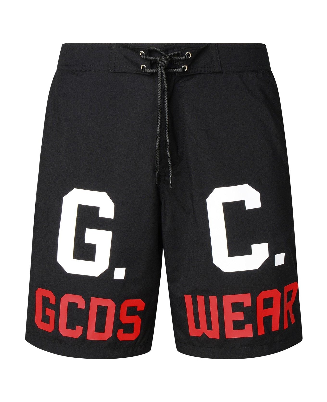 GCDS Logo-printed Swim Shorts - BLACK ショートパンツ