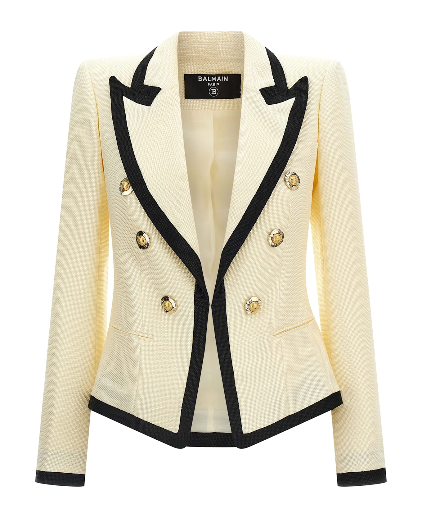 Balmain Maxi Shoulder Strap Blazer - White/Black