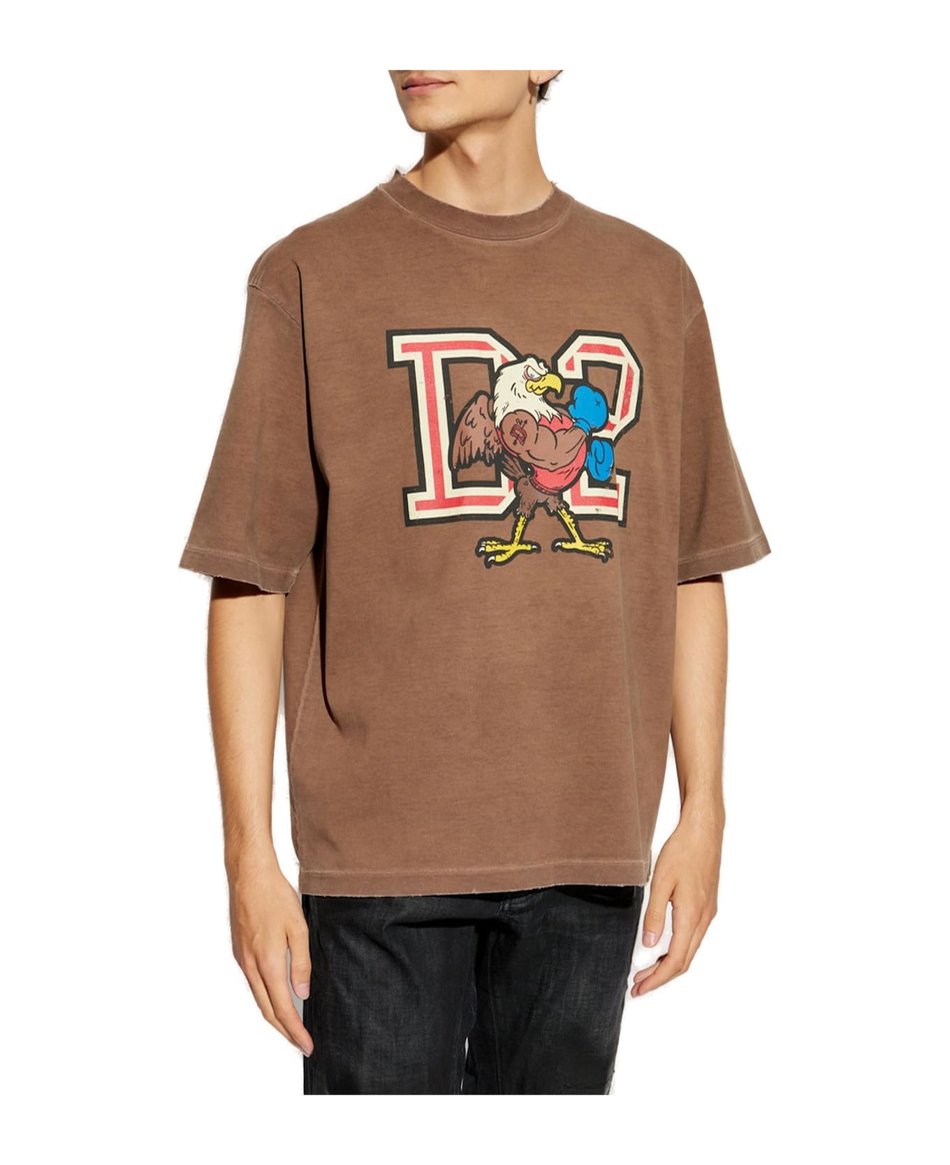 Dsquared2 D2 Logo Printed Crewneck T-shirt - Brown