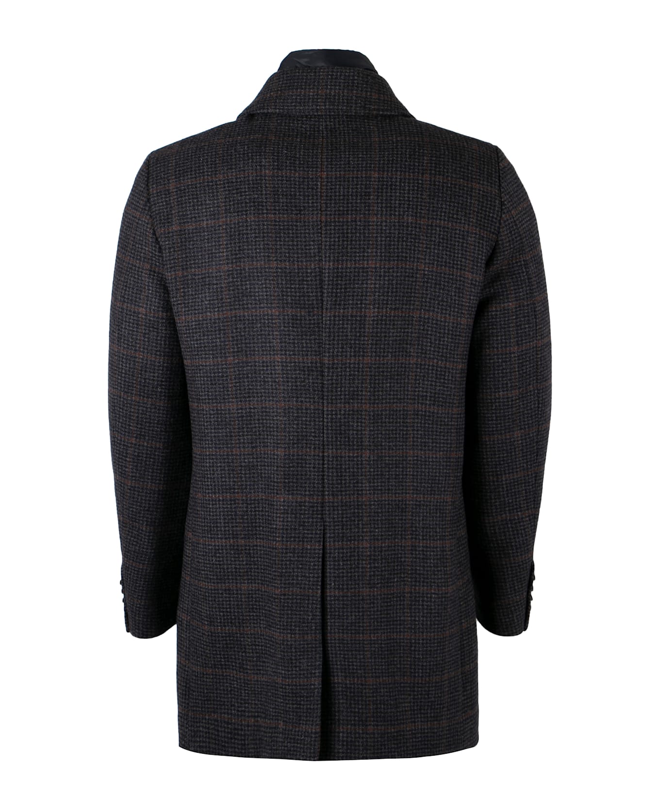 Moorer Monferrato Houndstooth Wool Peacoat - grey