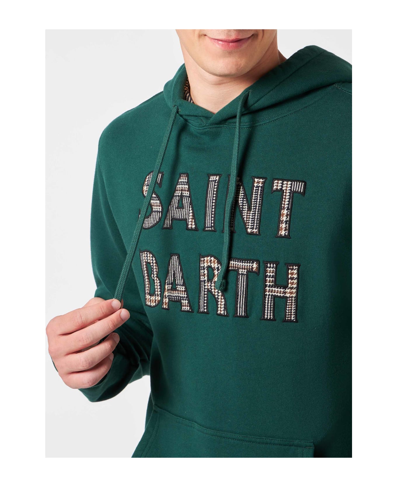MC2 Saint Barth Man Green Hoodie With Saint Barth Patch - GREEN