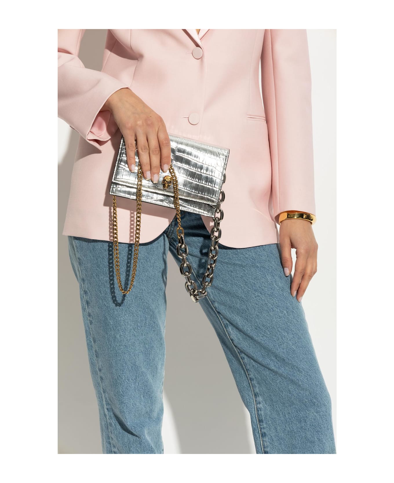 Alexander McQueen Shoulder Bag `small Skull` - SILVER