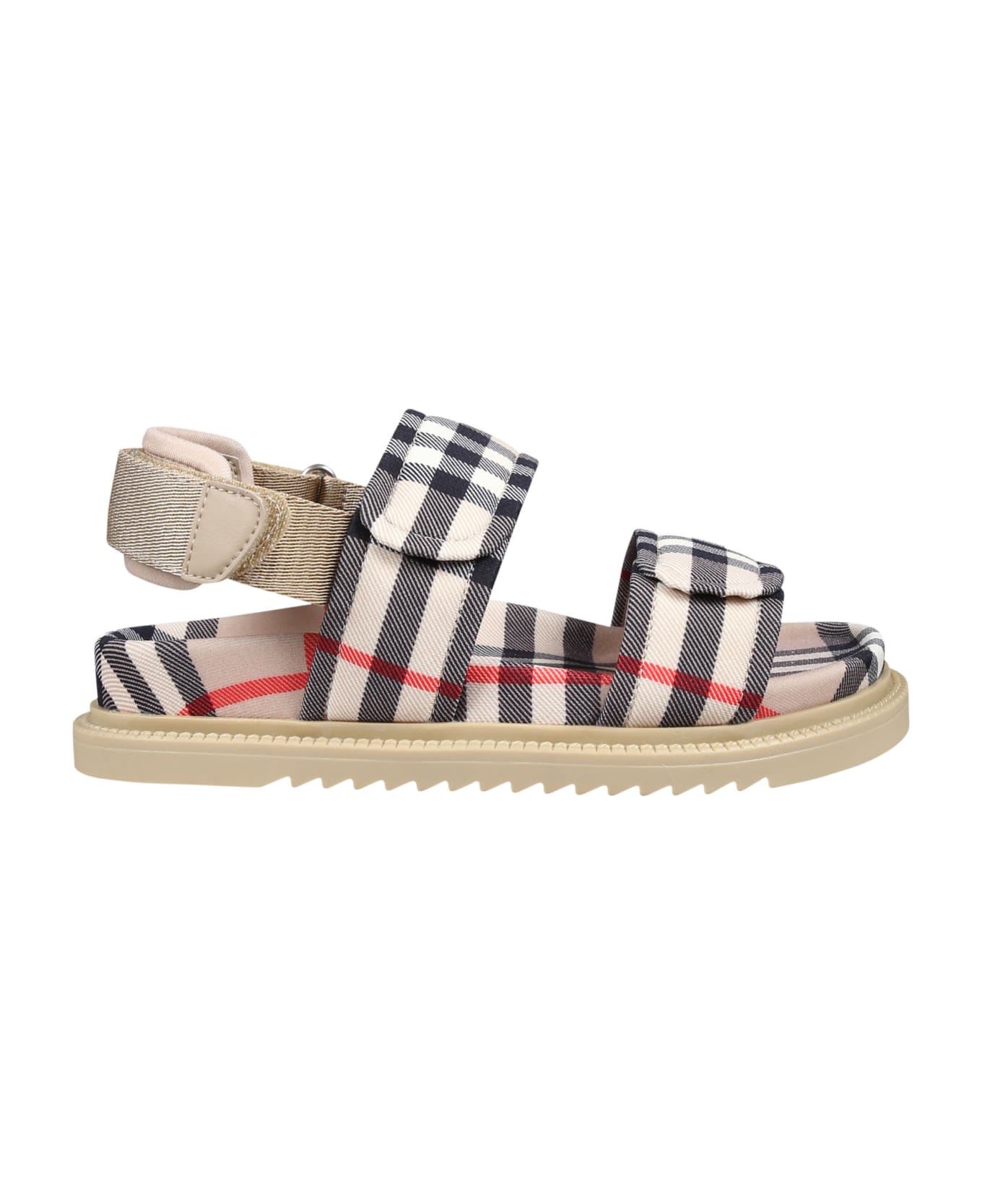Burberry Beige Sandals For Kids With Vintage Check - Archive beige
