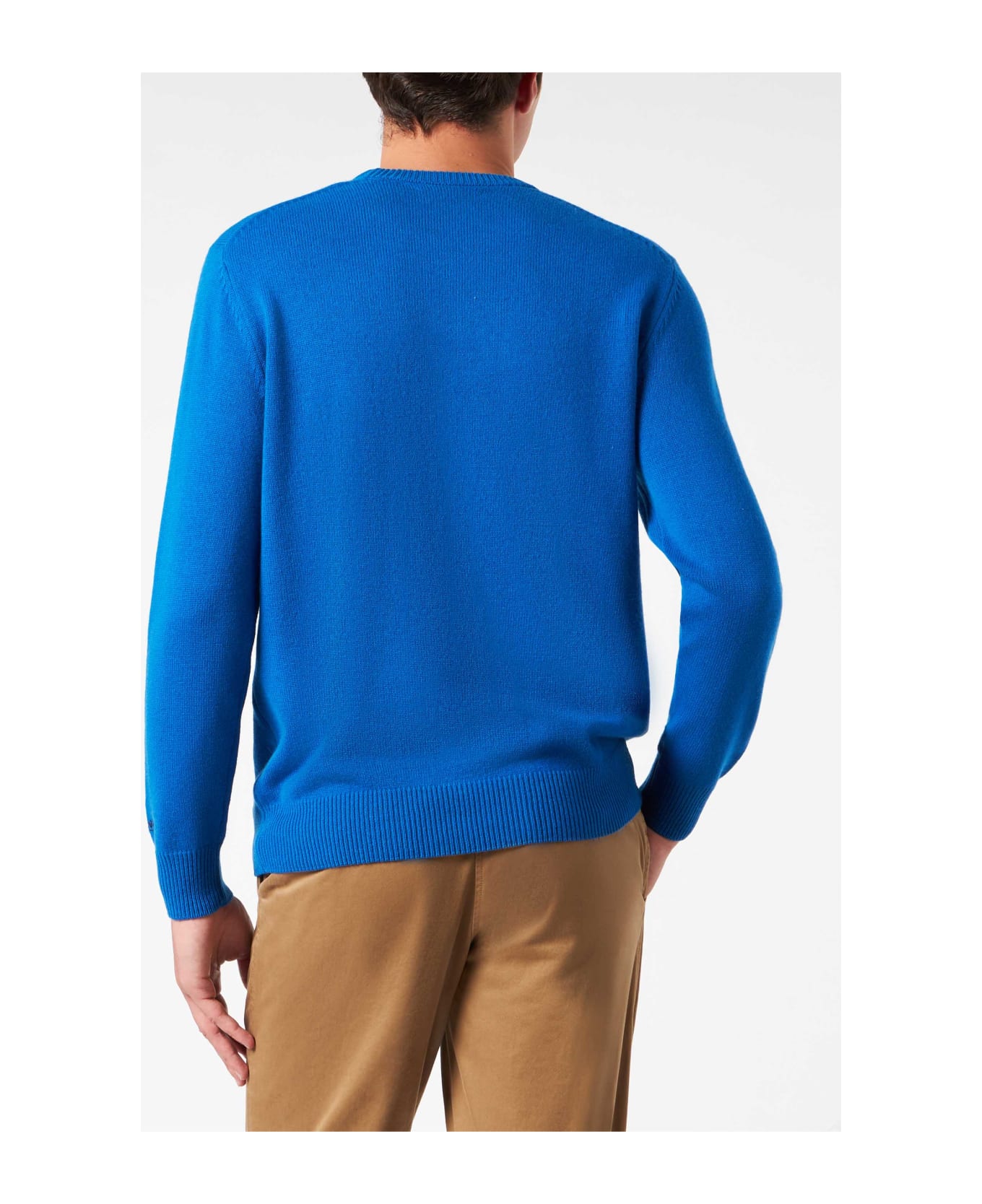 MC2 Saint Barth Man Crewneck Sweater With Snoopy Padel Jacquard | Snoopy - ©peanuts Special Edition - BLUE