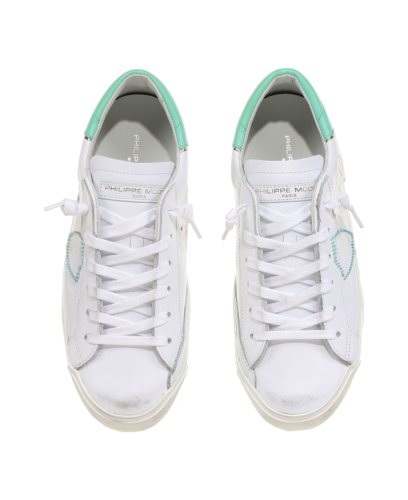 Philippe Model Sneaker With Contrasting Details - BIANCO TIFFANY