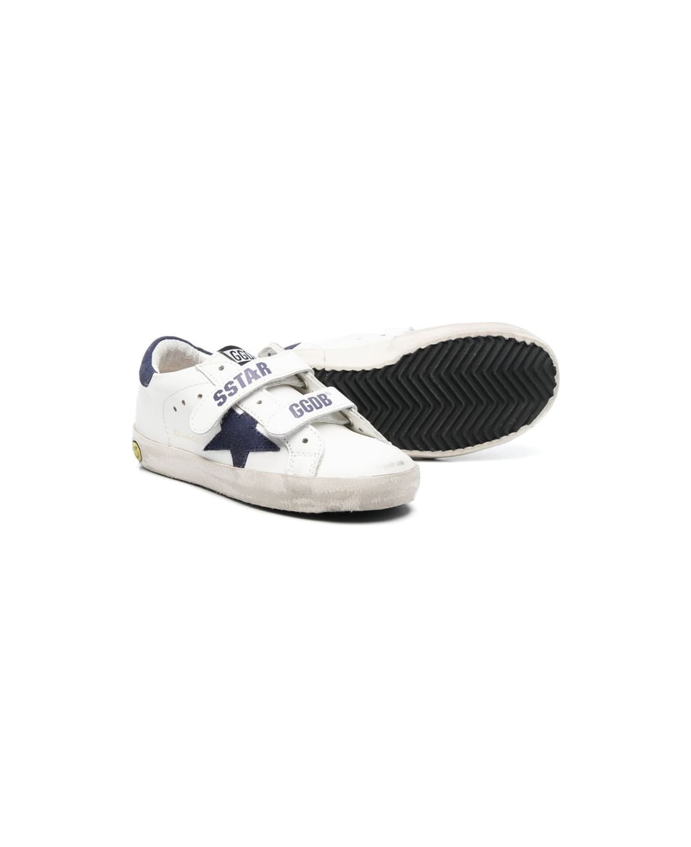 Golden Goose Old School Leather Upper Suede Star And Heel - WHITE