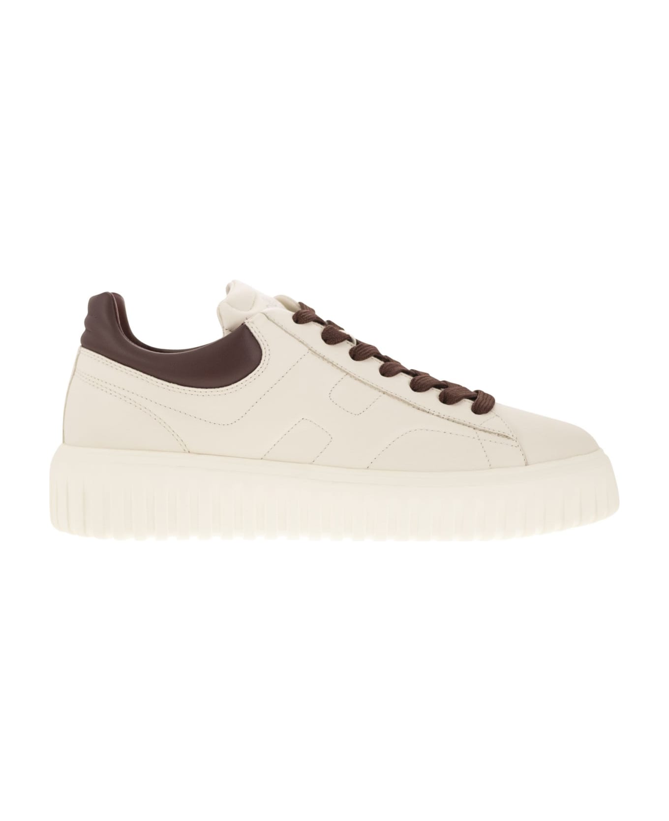 Hogan Sneakers H-stripes In Pelle - White/brown