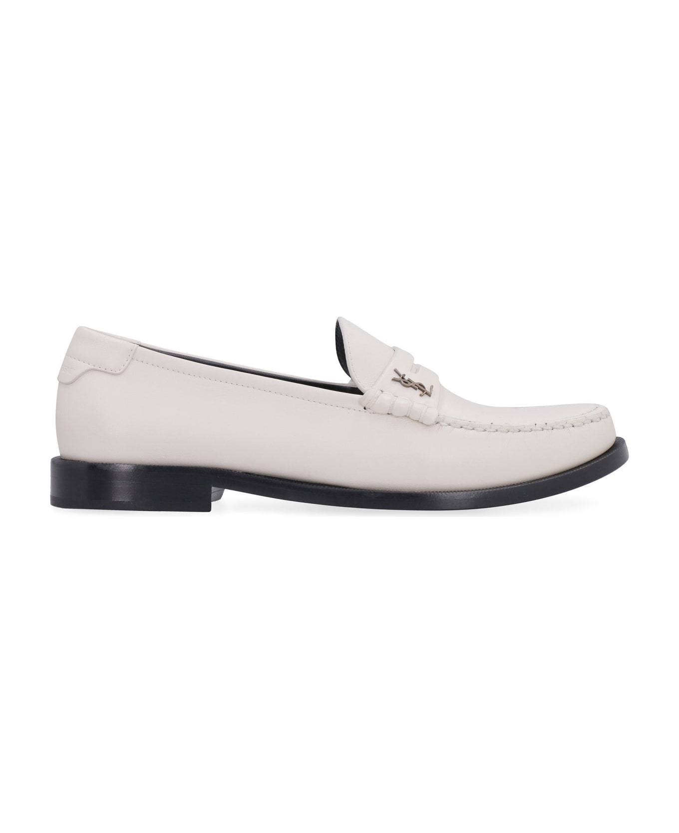 Saint Laurent Monogram Leather Loafers - White