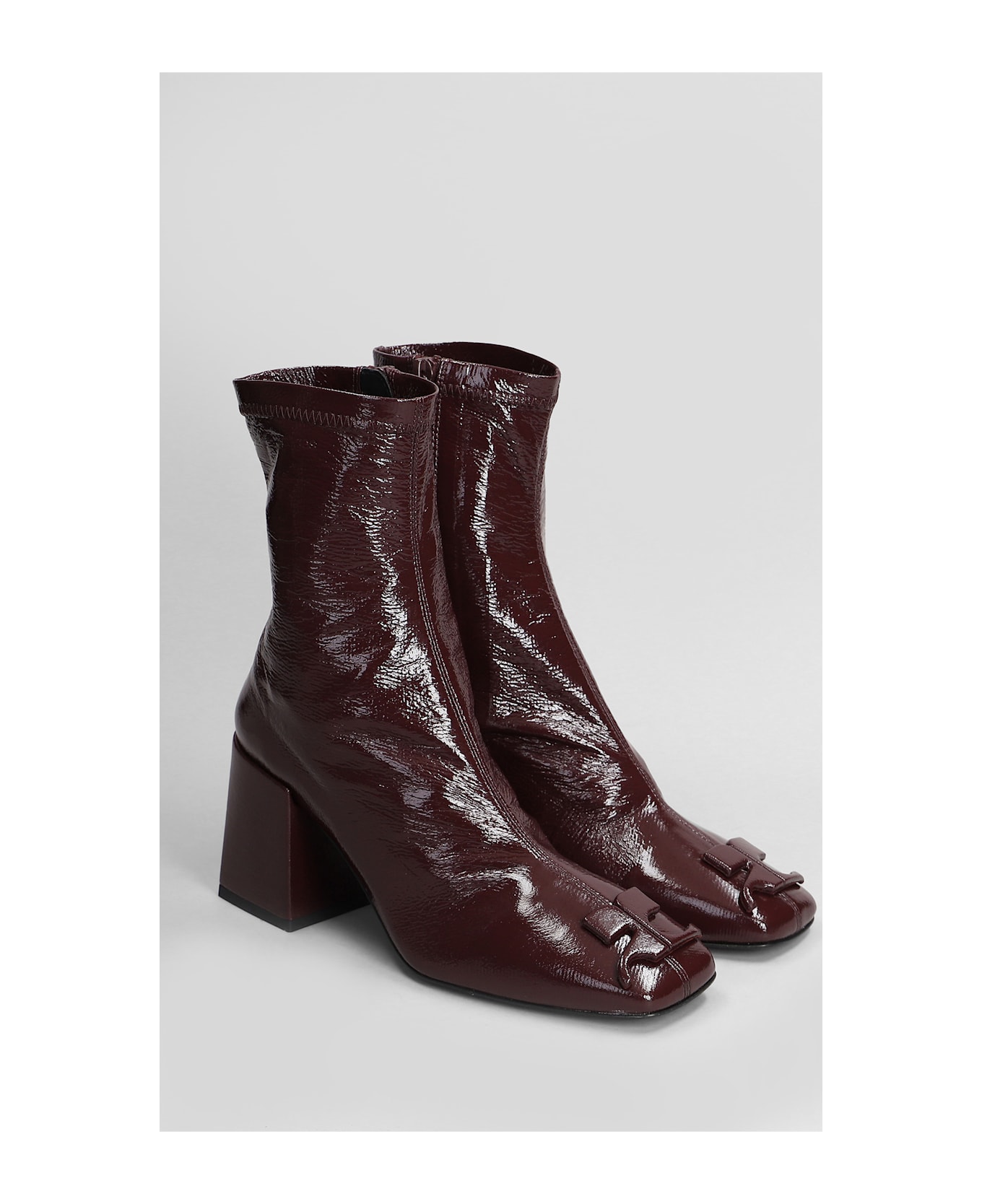 Courrèges Ankle Boots In Bordeaux Leather - bordeaux