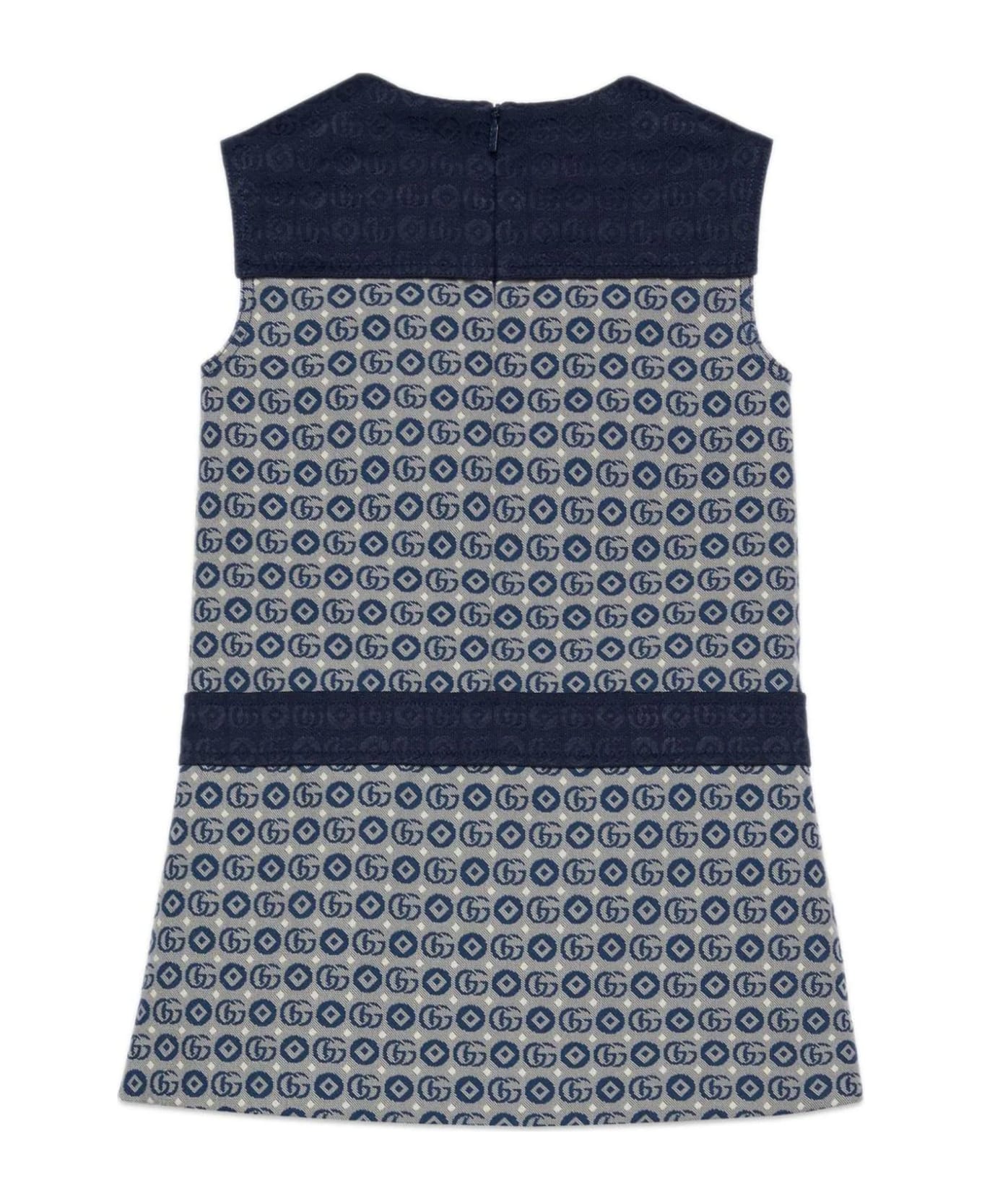 Gucci Double G Jacquard Pleated Dress - Bluette ワンピース＆ドレス