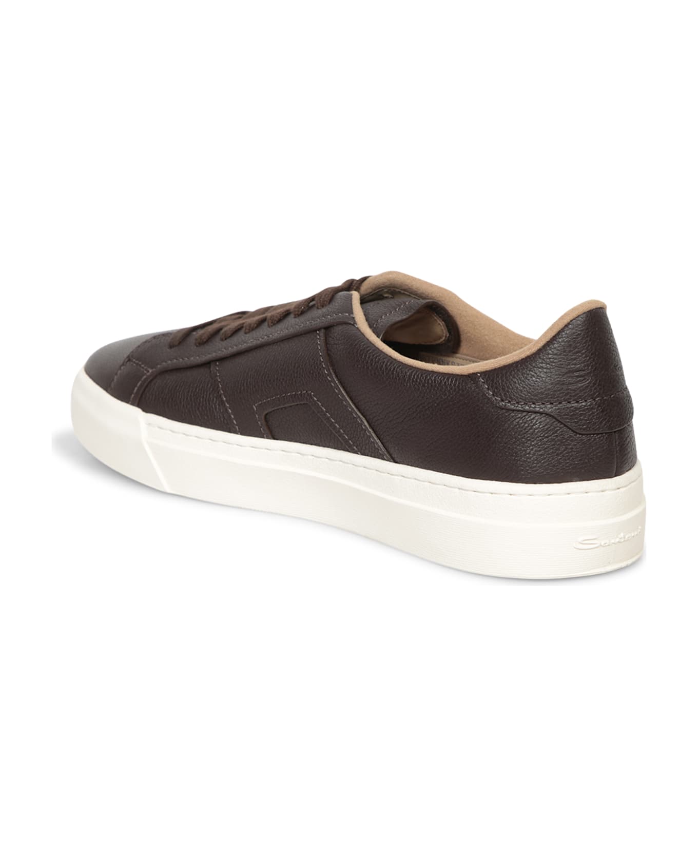 Santoni Brown Leather Sneakers - Brown