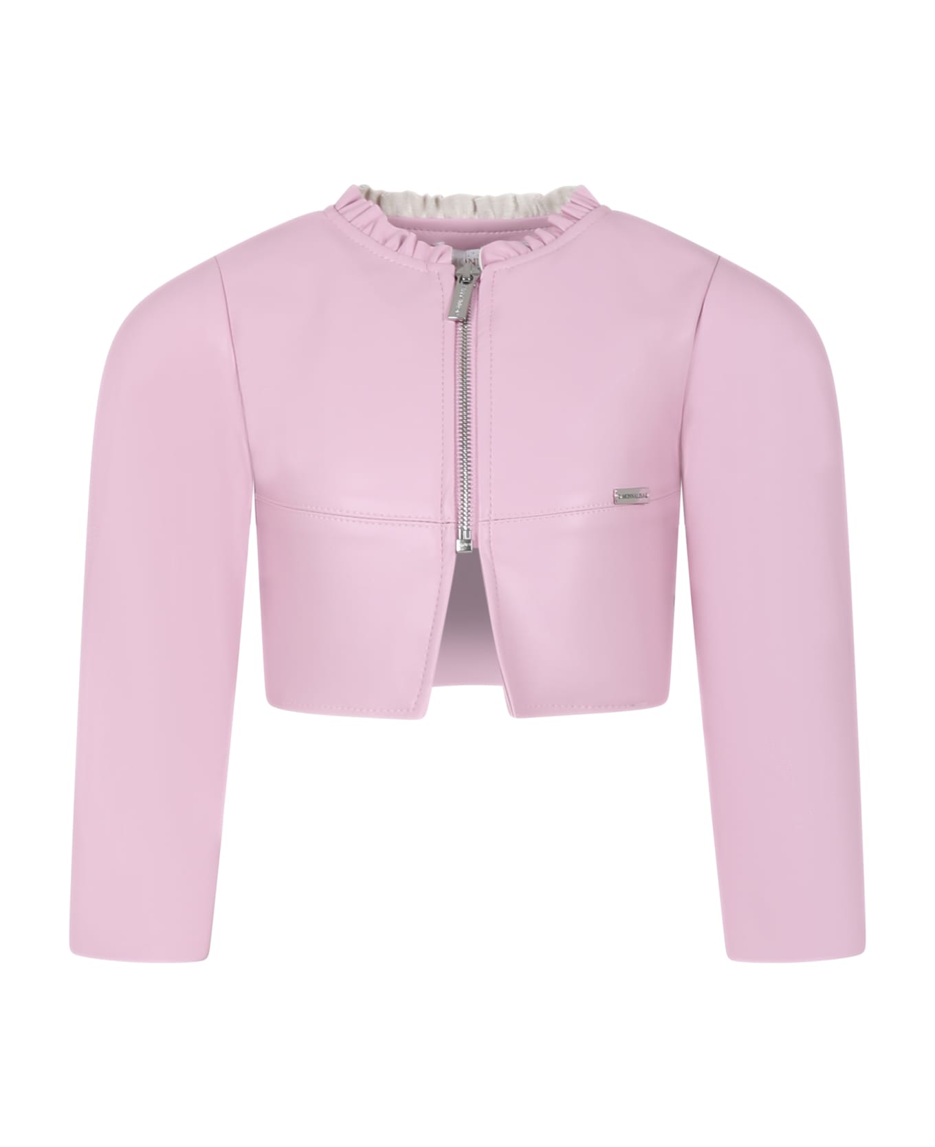 Monnalisa Pink Faux Leather Jacket For Girl - Pink