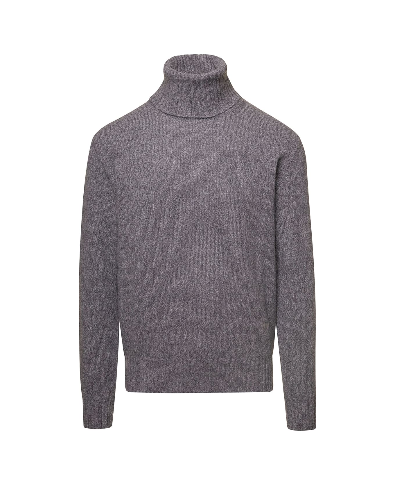 Ami Alexandre Mattiussi Grey Ribbed Mock Neck Sweater In Cashmere Blend Man - Grey