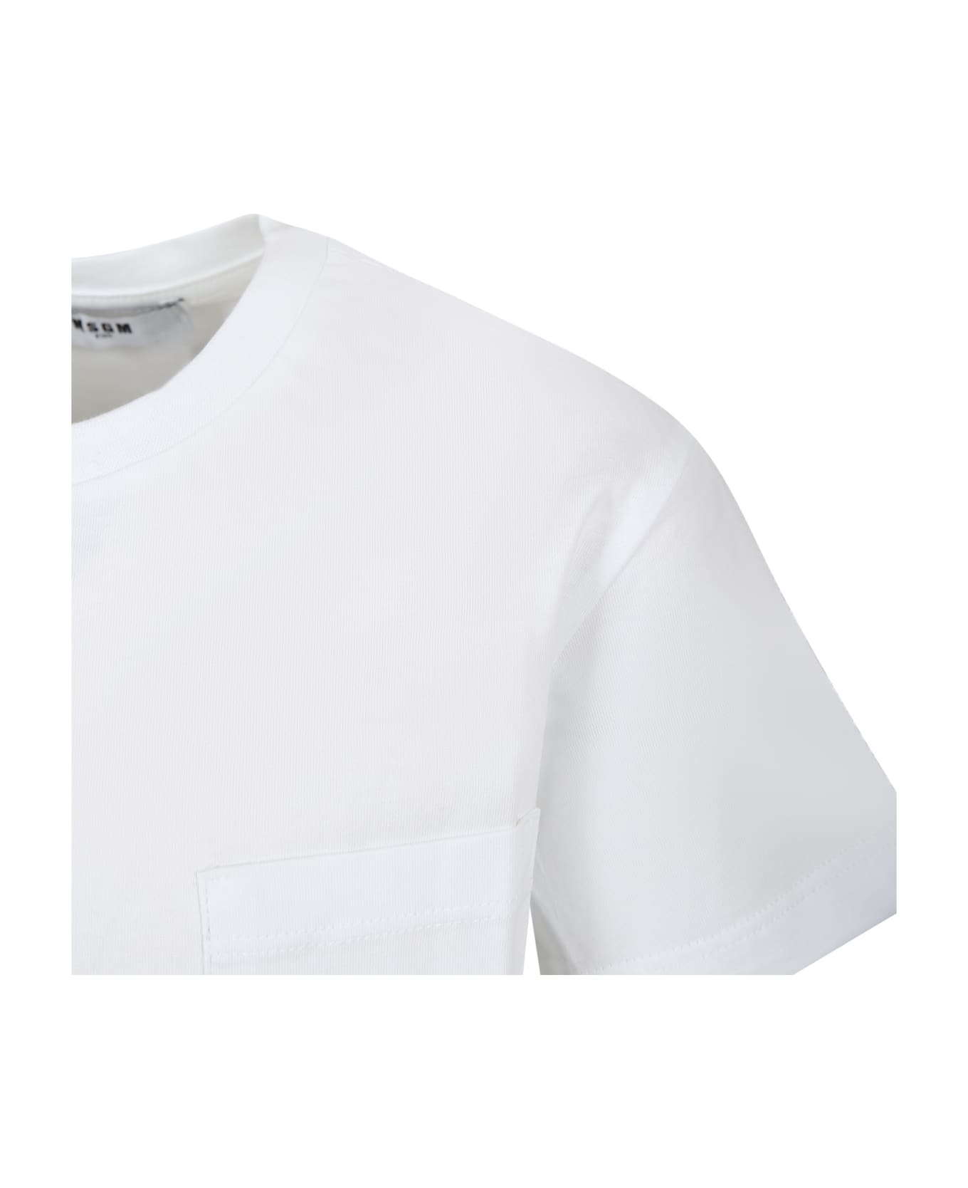 MSGM White T-shirt For Boy With Logo - Bianco Tシャツ＆ポロシャツ
