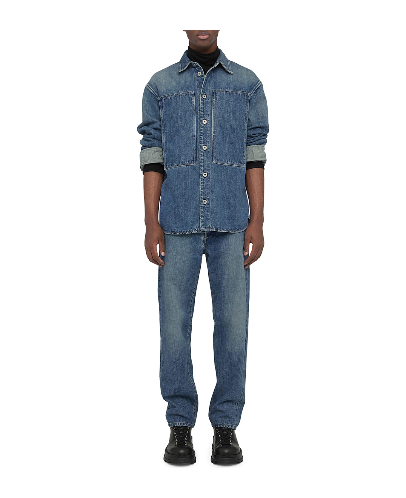 Jil Sander Logo-patch Cotton Tapered Jeans - Canard