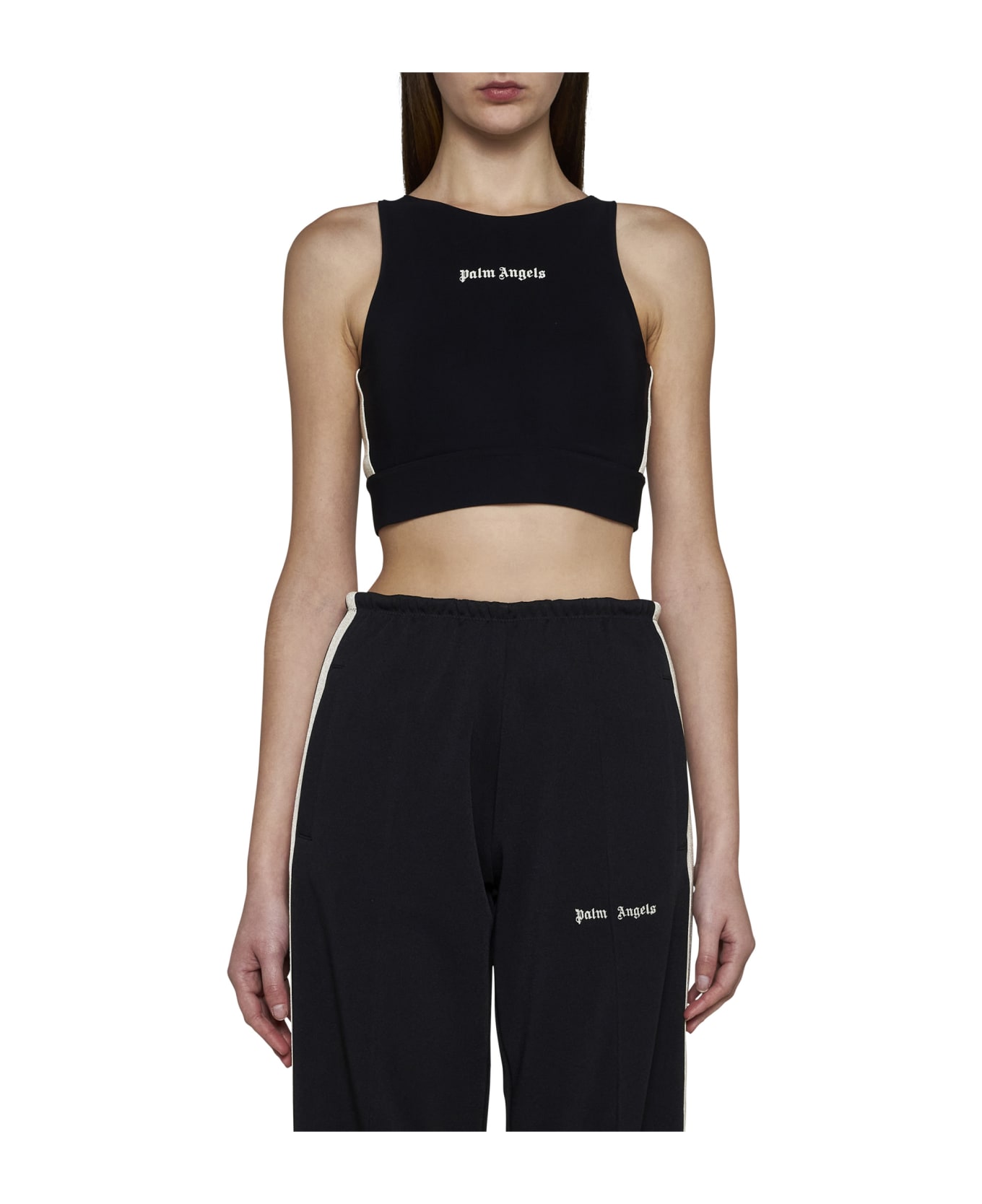 Palm Angels 'b Track Training' Sports Top - Black off white ランジェリー＆パジャマ