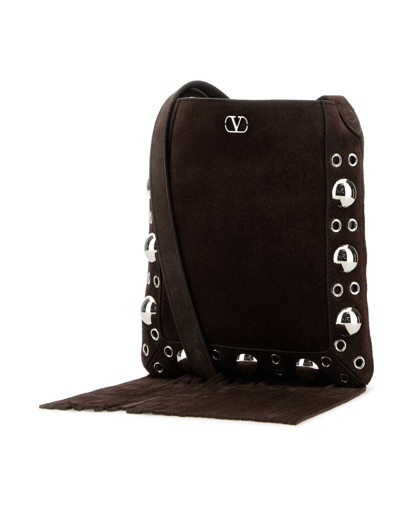 Valentino Garavani Brown Suede Small Nellcã´te Crossbody Bag - TESTADIMORO