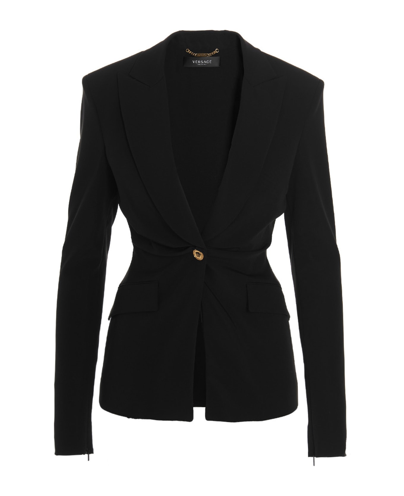 Versace Medusa  Silk Blazer Jacket - Black  