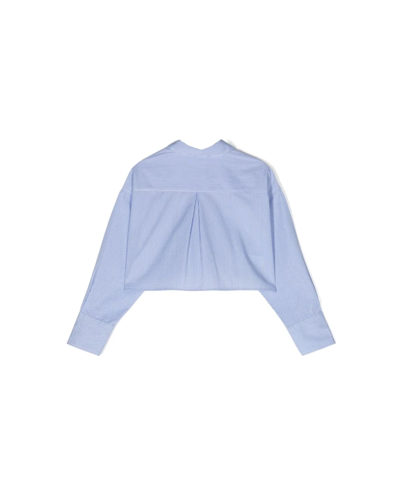 Aspesi Striped Crop Shirt - Light blue