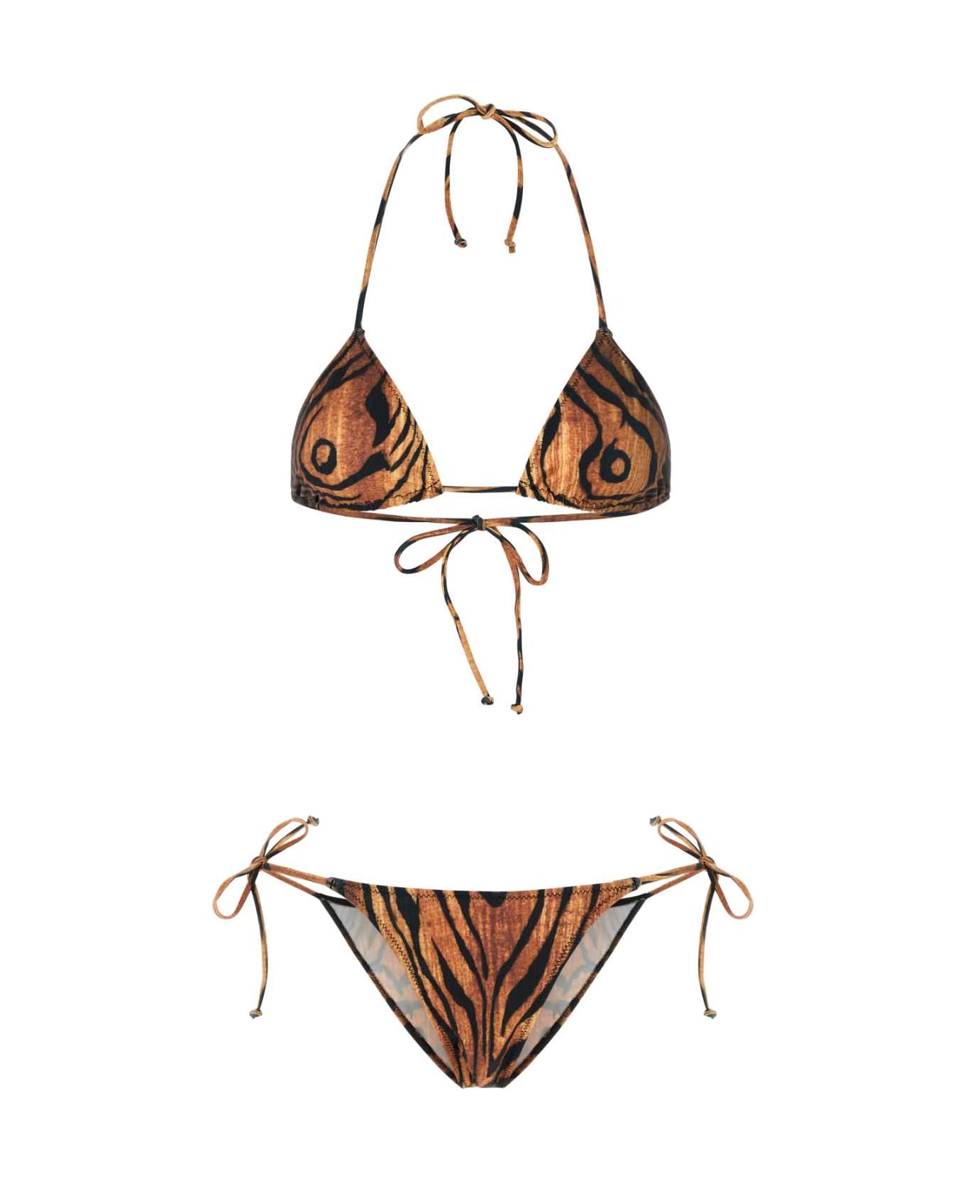 Jean Paul Gaultier Printed Stretch Nylon Bikini - BLACKBROWN