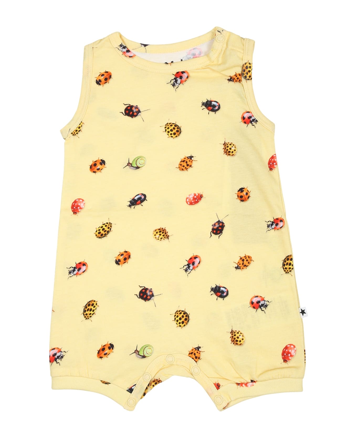 Molo Yellow Romper For Baby Kids With Ladybugs - Yellow ボディスーツ＆セットアップ