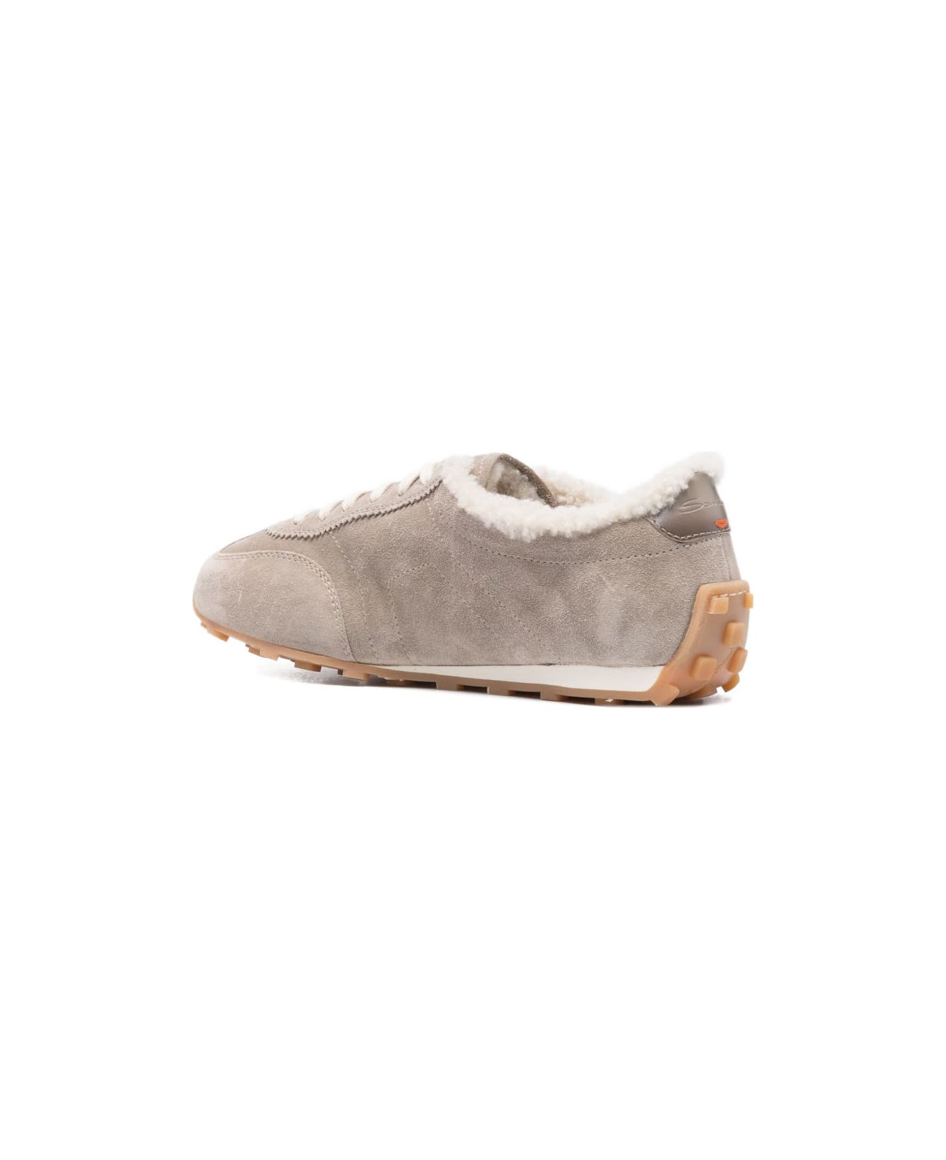 Santoni Santoni Suede And Shearling Sneakers - Brown