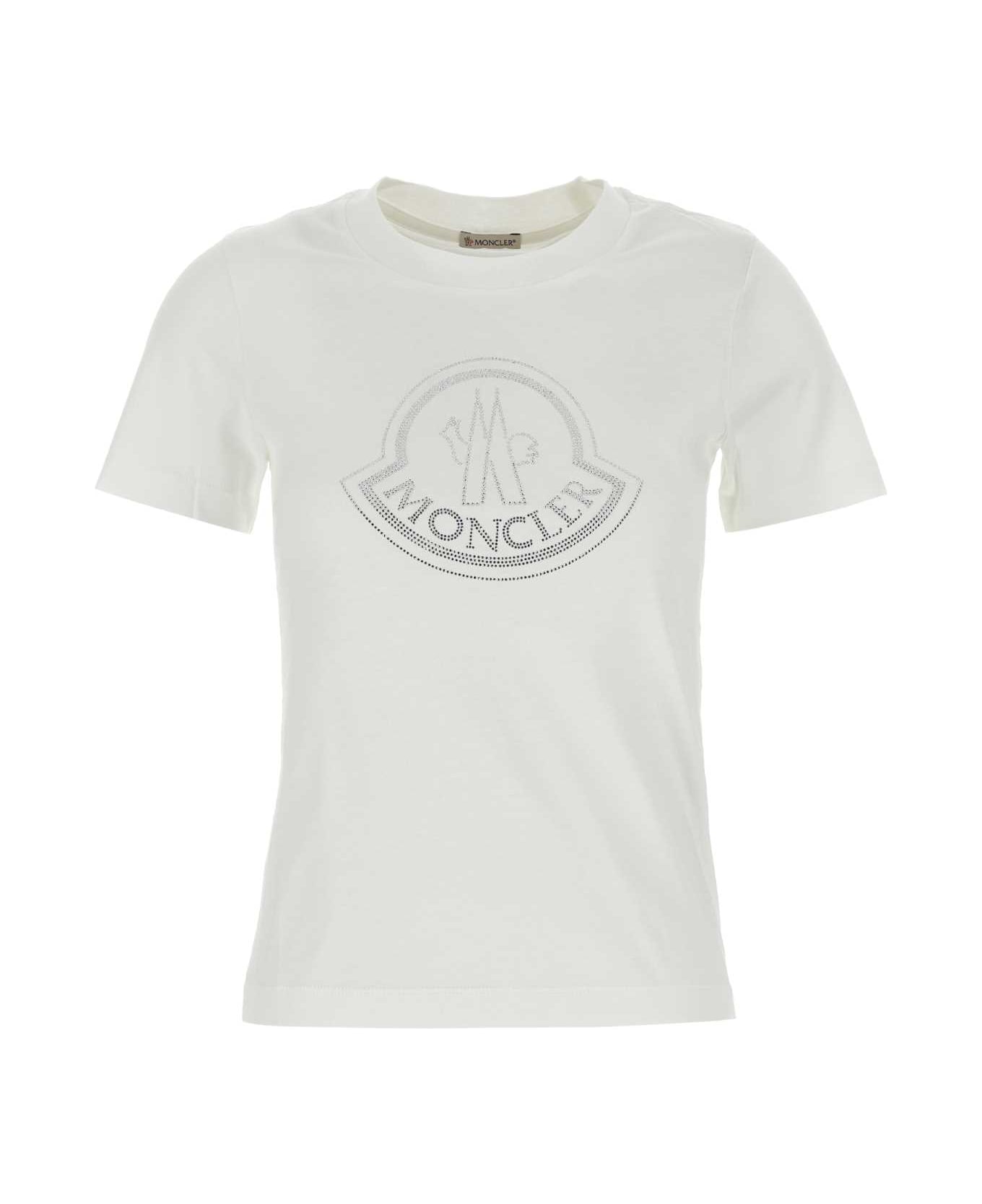 Moncler White Cotton T-shirt - WHITE