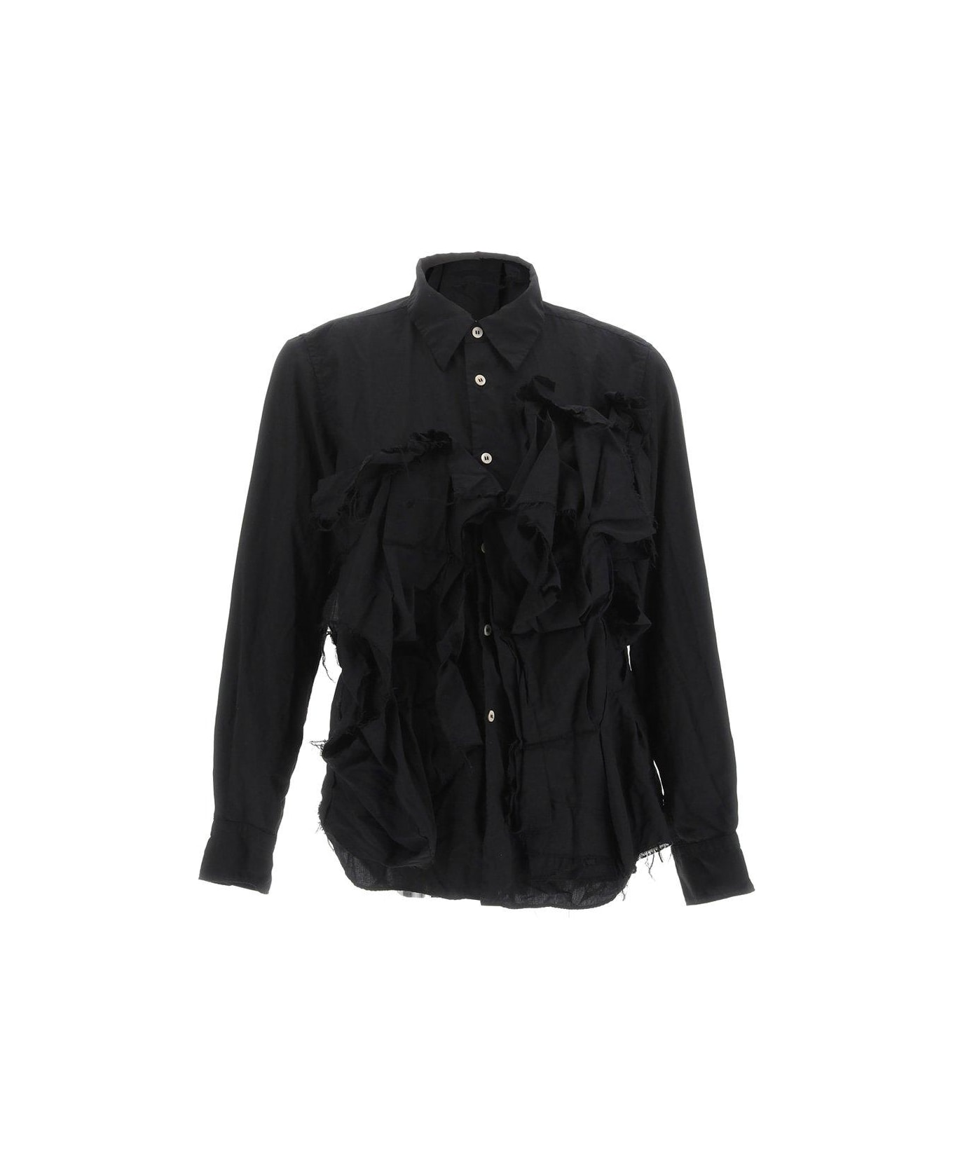 Comme des Garçons Appliqu Etailed Long-sleeved Buttoned Shirt - Black