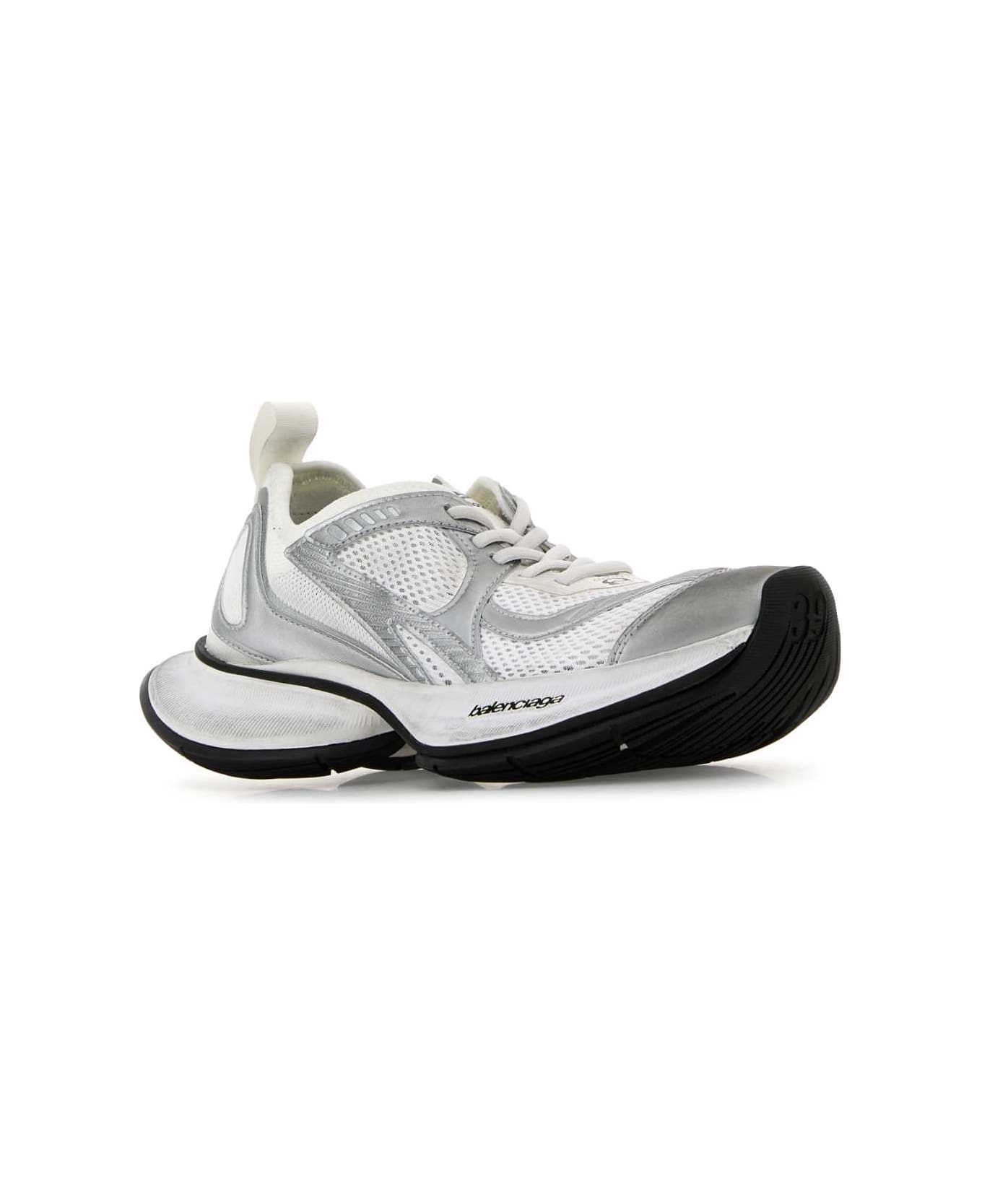 Balenciaga Two-tone Mesh And Fabric Circuit Sneakers - WHITESILVER
