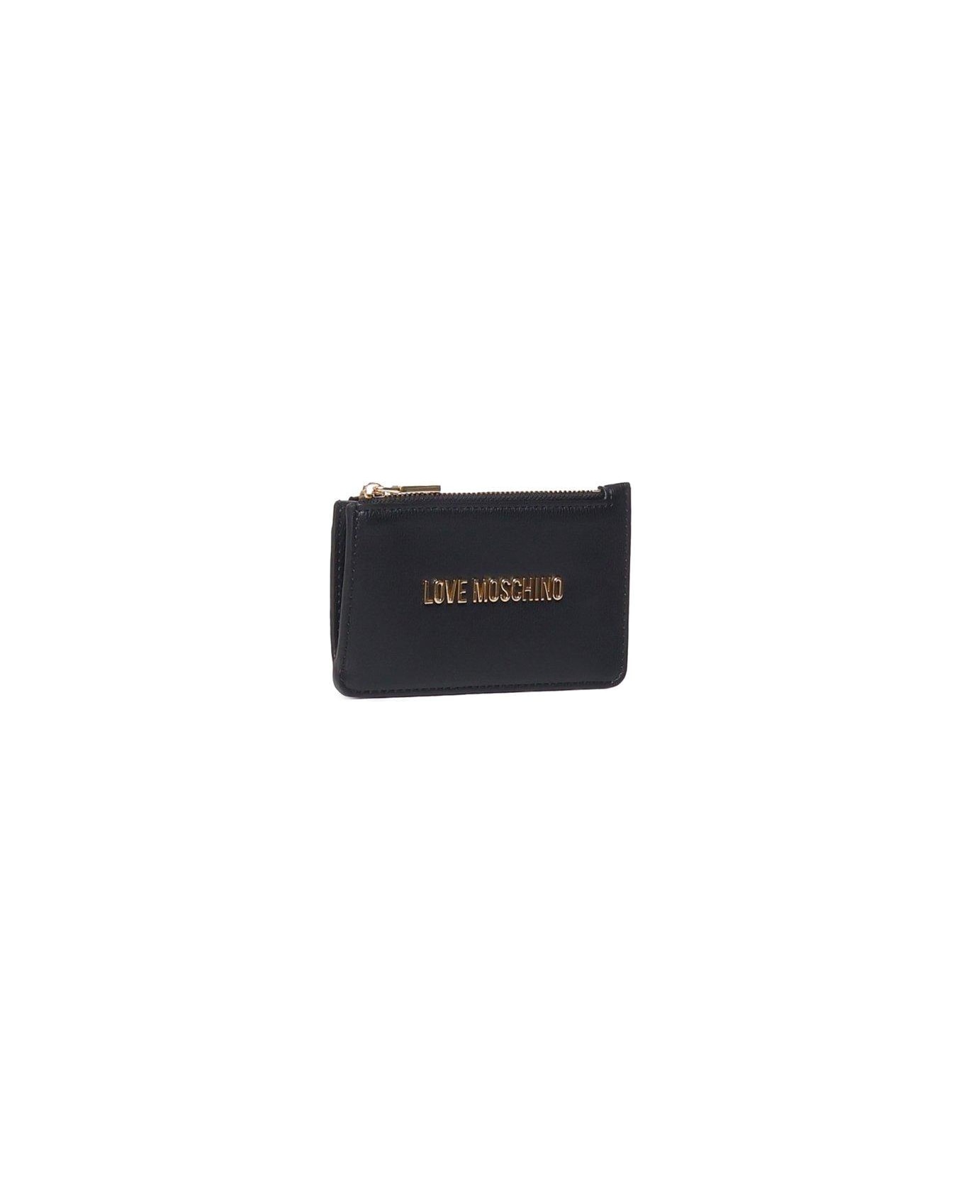 Love Moschino Logo Lettering Zipped Wallet - Black