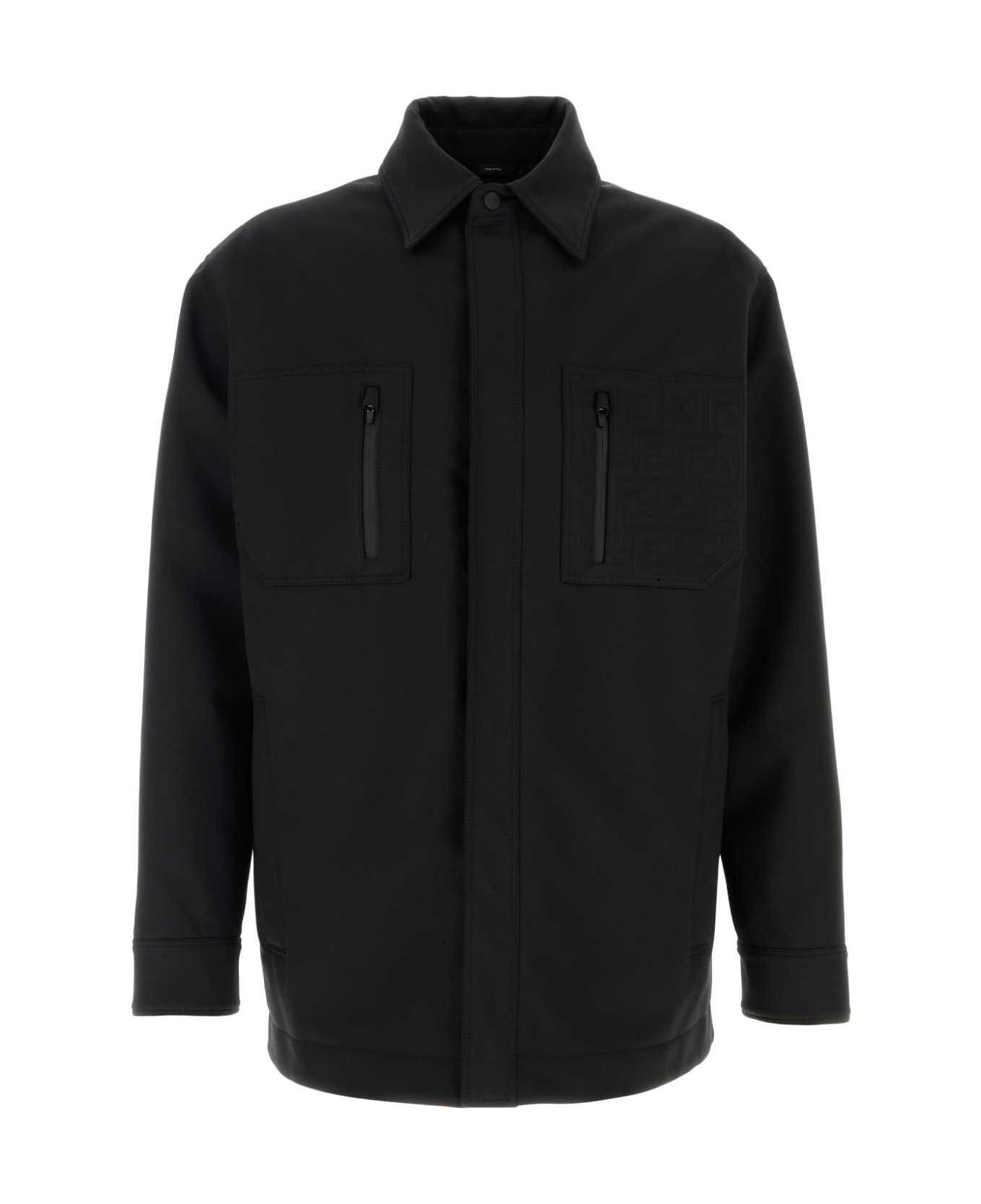 Fendi Black Stretch Wool Blend Jacket - Black