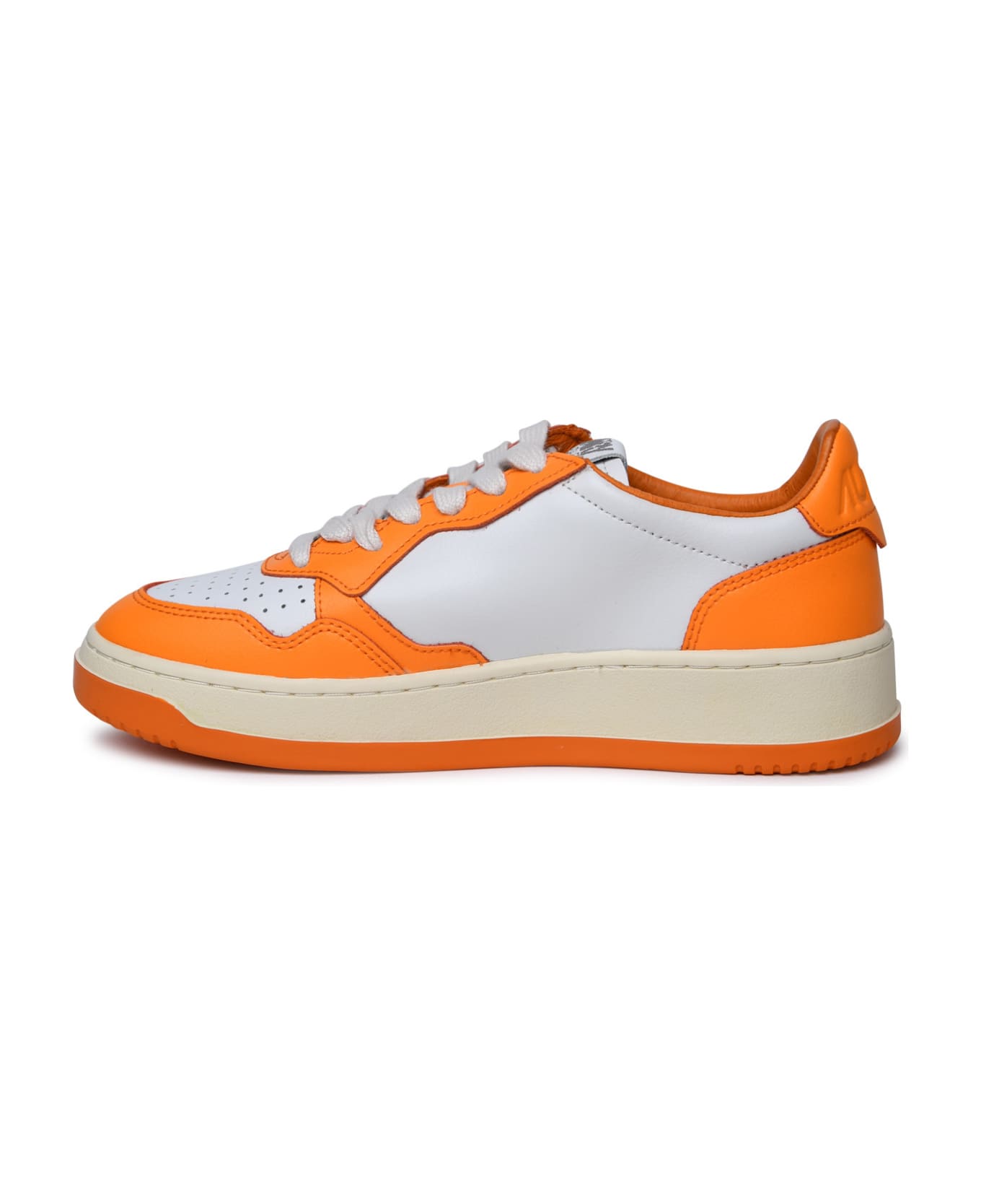 Autry 'medalist' Orange Leather Sneakers - White Orange