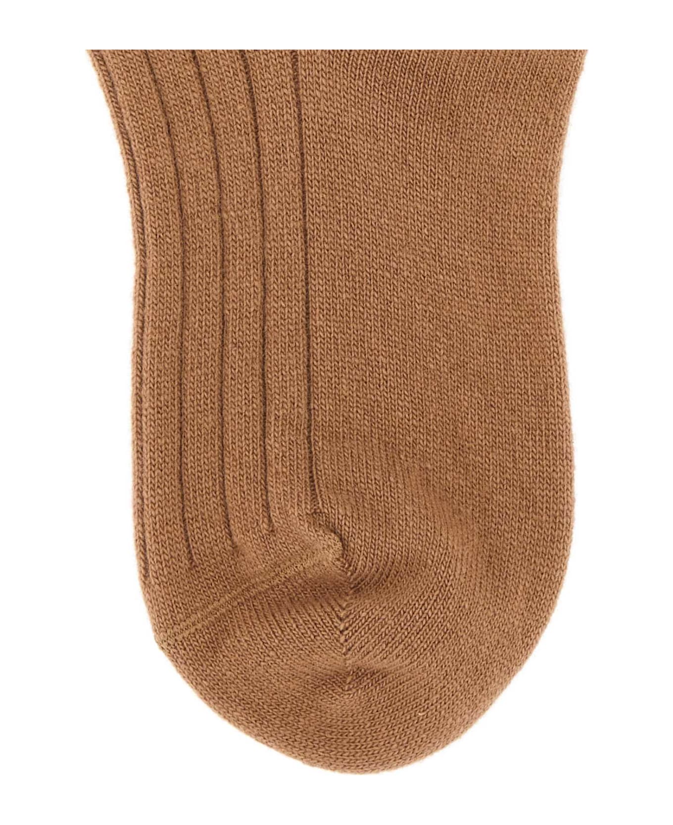 Prada Camel Stretch Wool Blend Socks - CAMMELLO