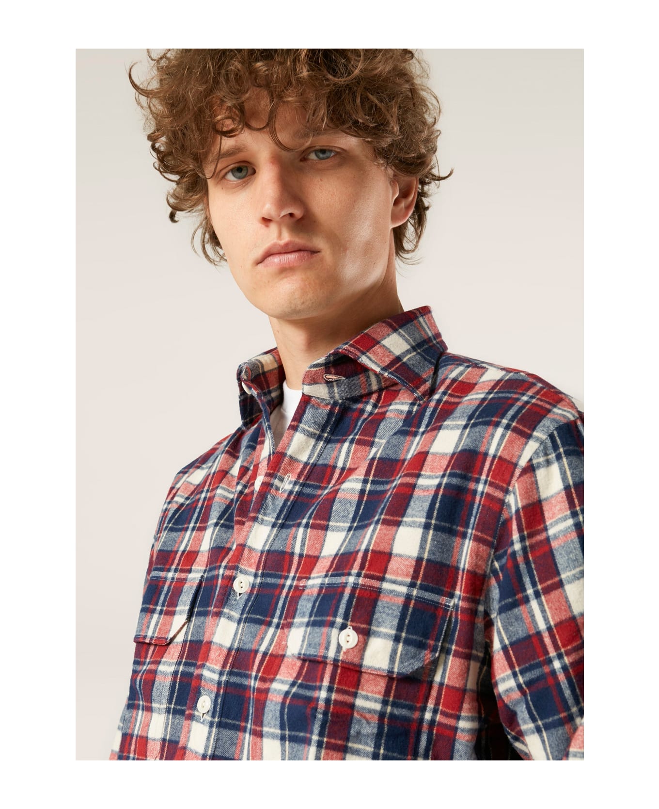 doppiaa Aantero Red Flannel Checked Shirt