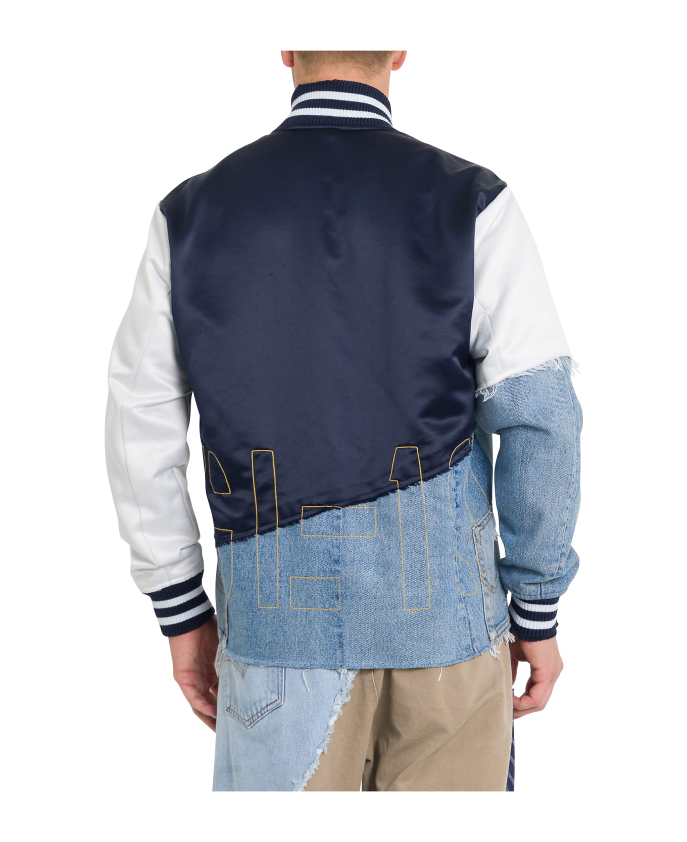 Greg Lauren Patchwork Varsity Jacket - Blu
