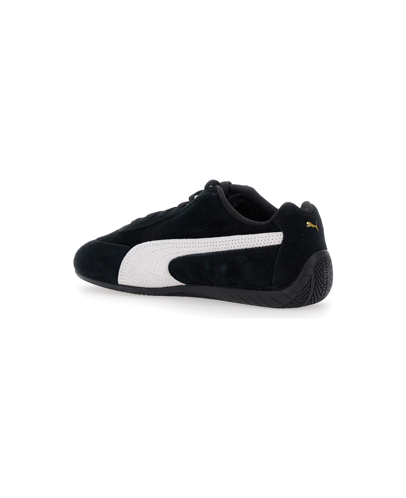 Puma 'speedcat' Black Sneakers With Logo Print On The Side And Logo Lettering On The Side In Leather Unisex - Black