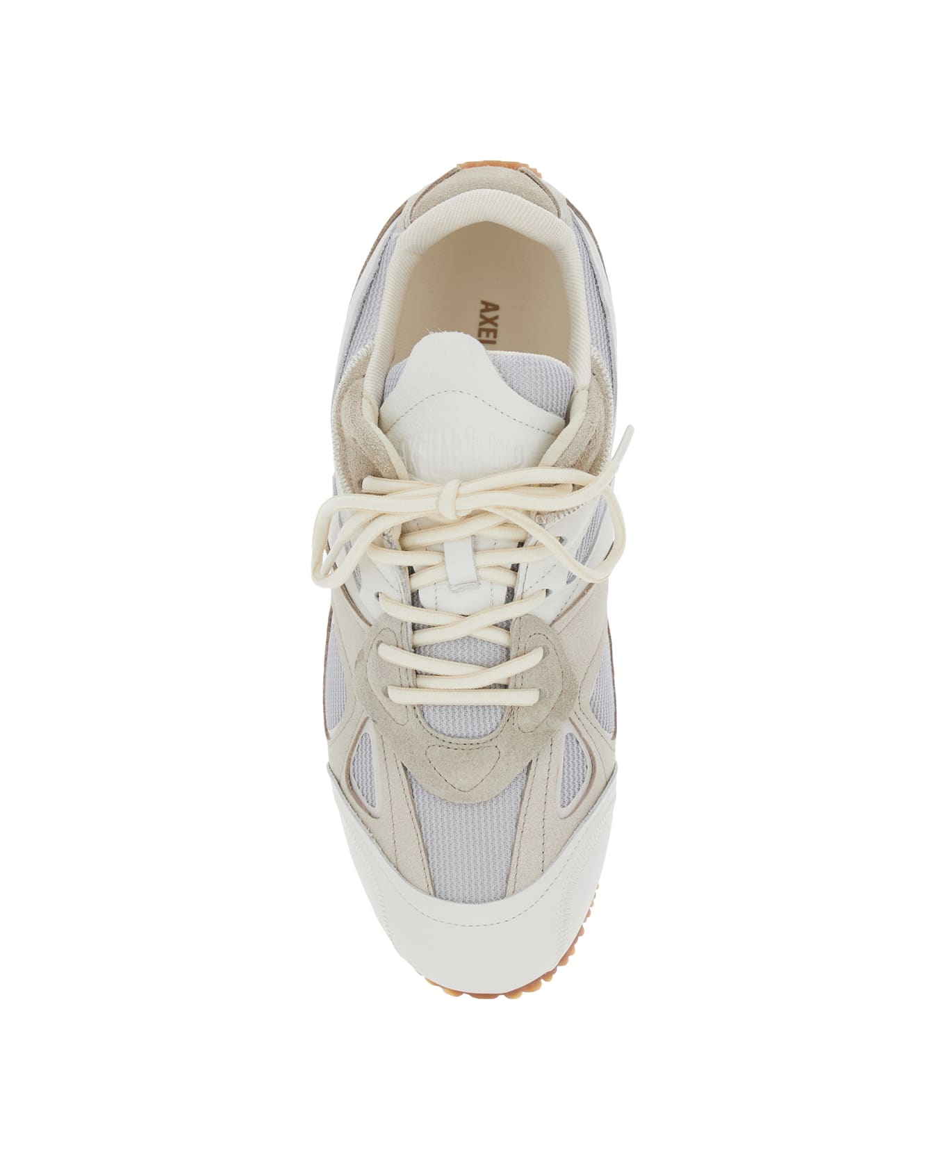 Axel Arigato 'slow Runner' White And Beige Sneaker With Mesh Inserts And Grooved Sole In Leather And Fabric Man - White