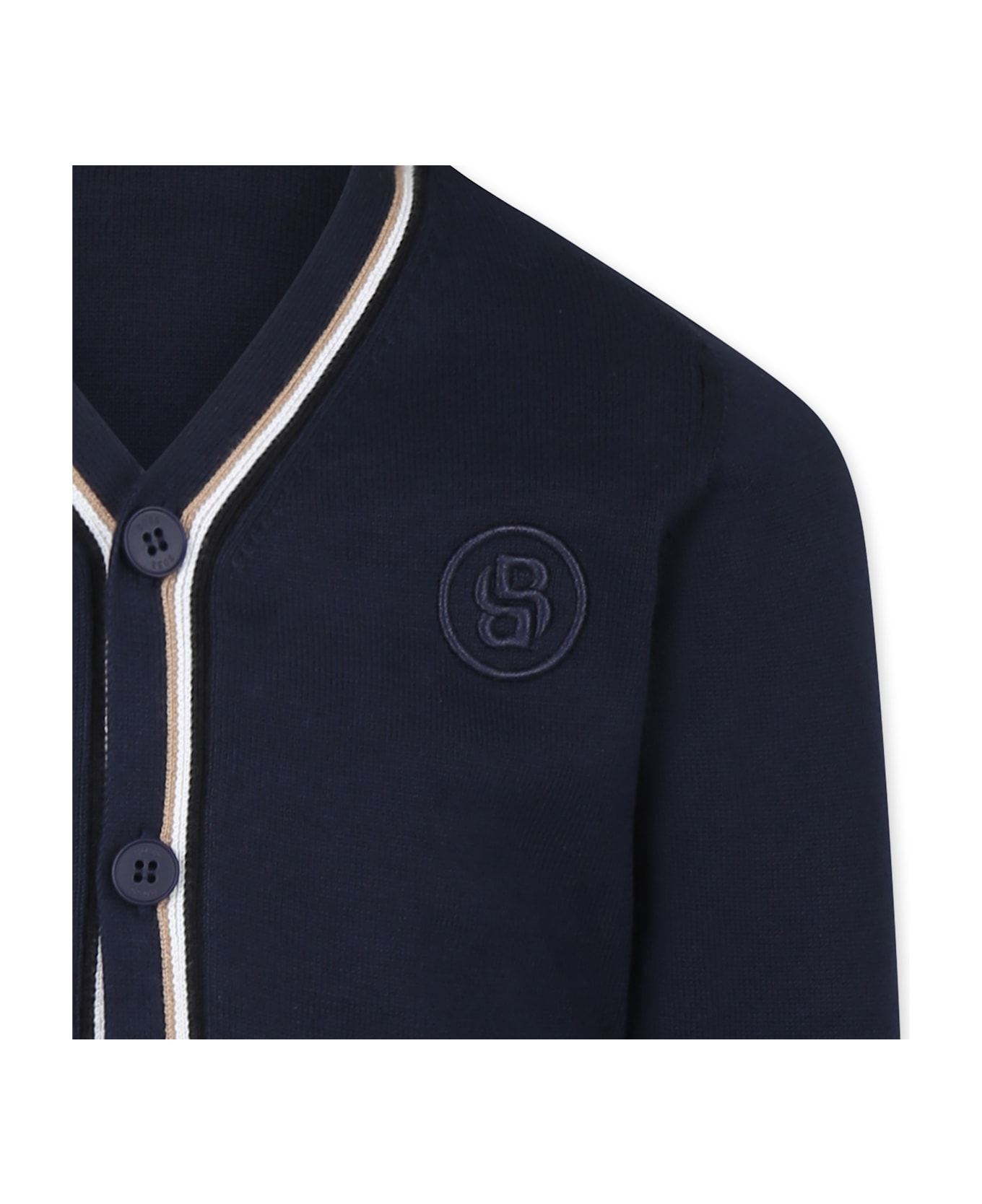 Hugo Boss Blue Cardigan For Boy With Logo - Blue