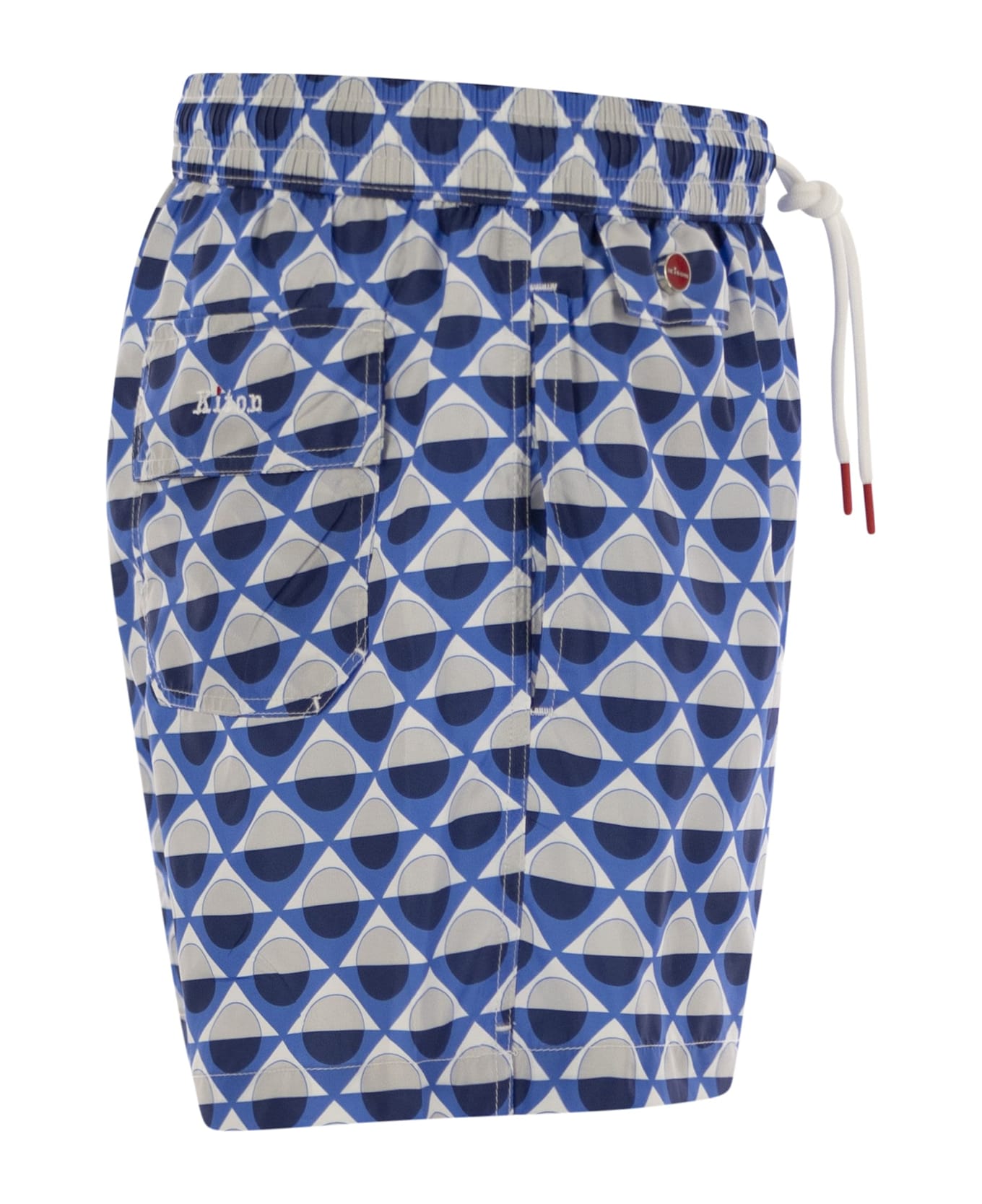 Kiton Patterned Beach Boxers - White/blue
