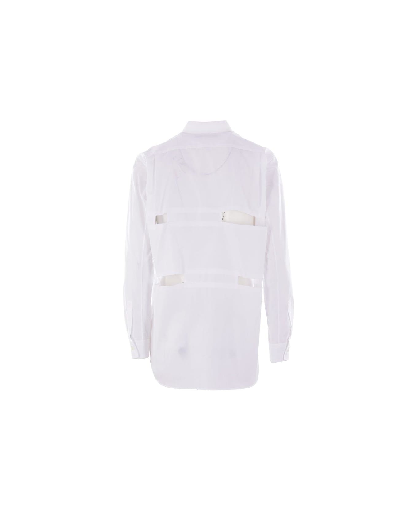 Comme des Garçons Cut-out Curved Hem Shirt - White