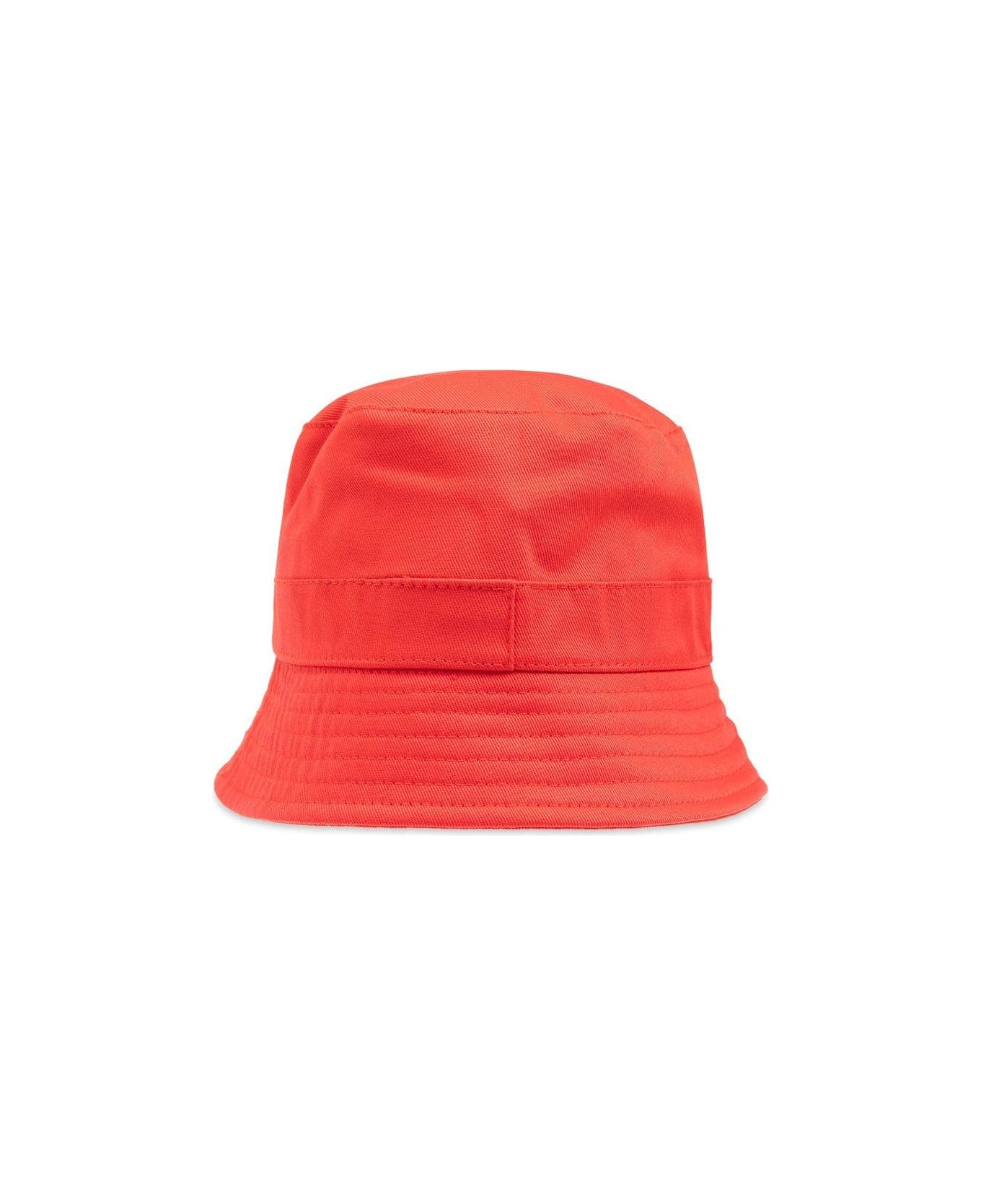 Jacquemus L'enfant Logo Embroidered Narrow Brim Bucket Hat - RED