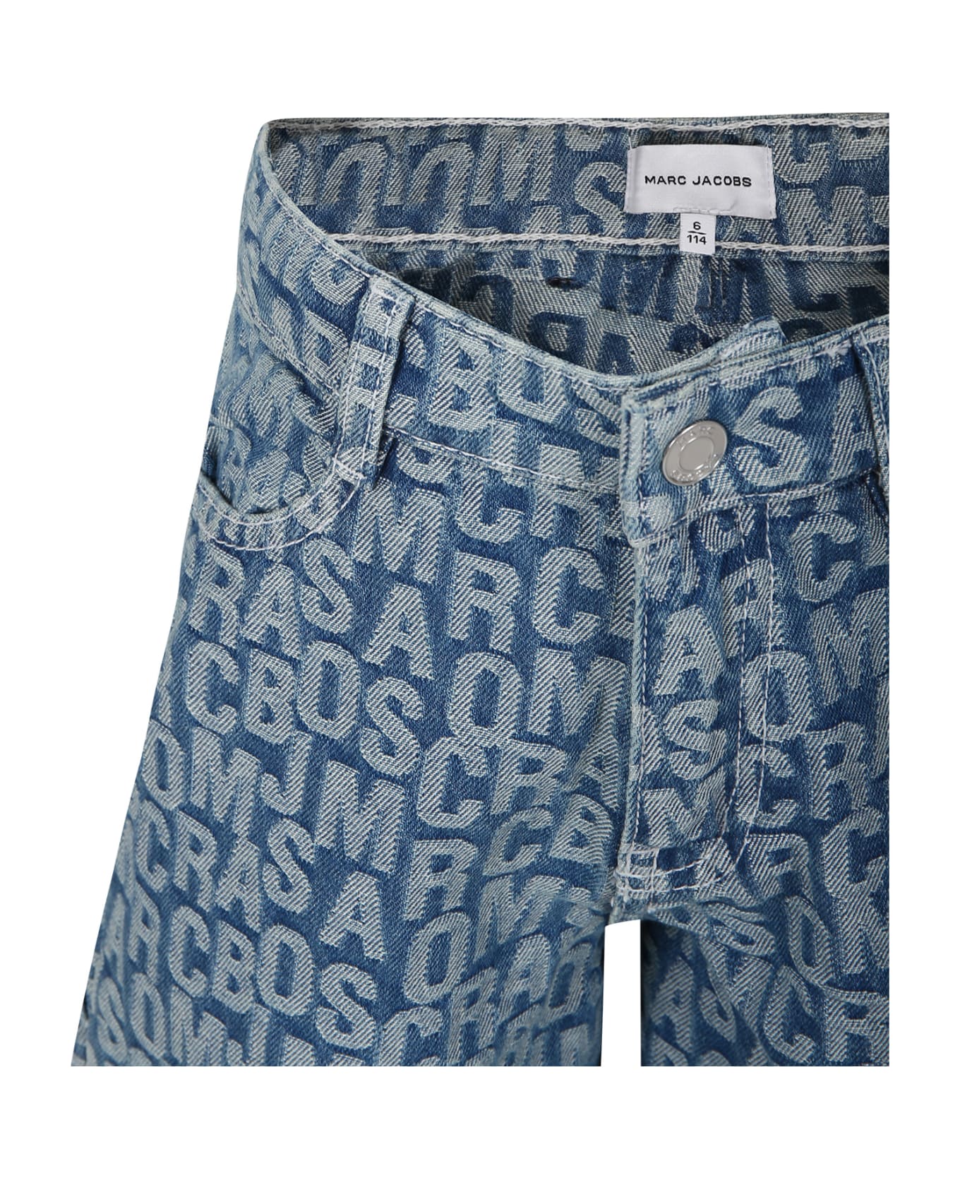 Marc Jacobs Denim Shorts For Boy With All-over Logo - Denim