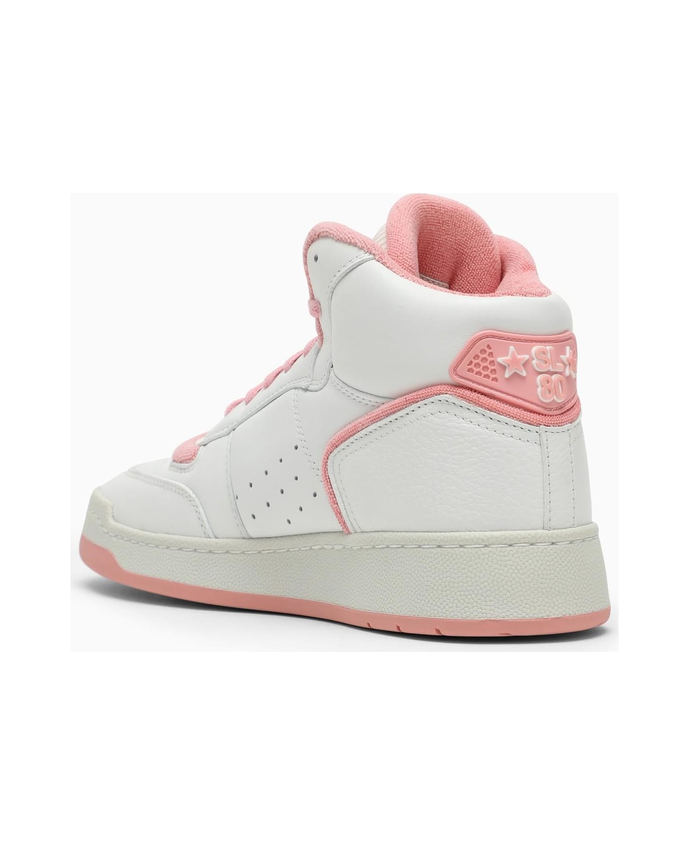 Saint Laurent Sl\/80 White\/pink Leather Sneakers - WHITE